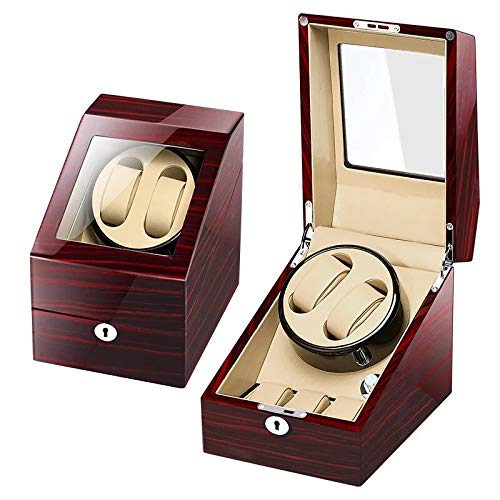 Premium 2+3 Watch Winder Box - Automatic Wooden PU Leather Watch Rotator & Display Case with Quiet Motor - Perfect for Watch Collectors & Luxury Storage (Color: MQ-L0023-2) - Ideal for Home, Office & Travel Watch Maintenance