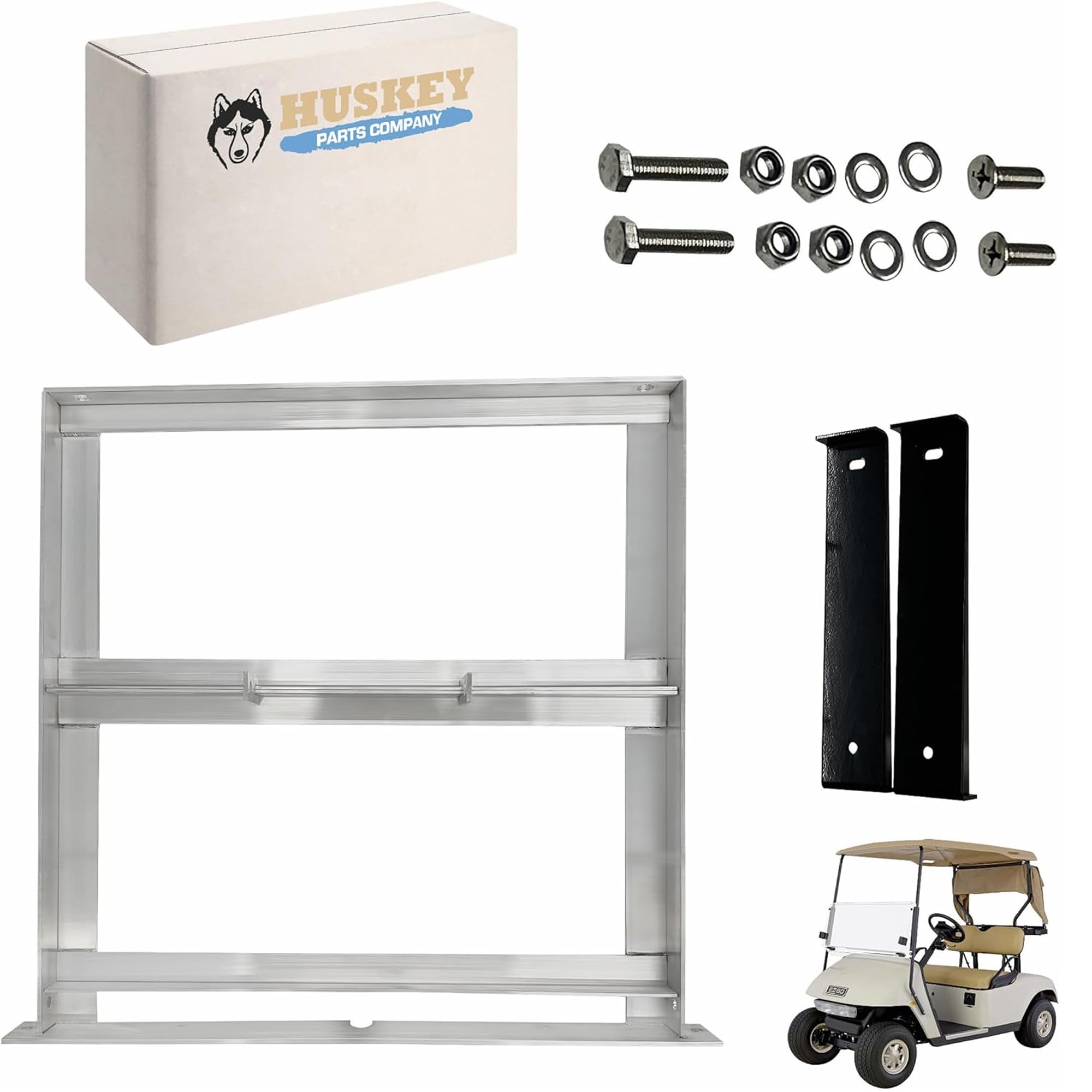 Huskey EZGO Golf Cart Aluminum Battery Tray for 1994+ EZGO Medalist TXT, Freedom TXT & Valor 36V/48V Electric Golf Carts - Heavy Duty One Piece Design with 304 Stainless Steel Hardware - Perfect for Golf Course Maintenance & Fleet Upgrades