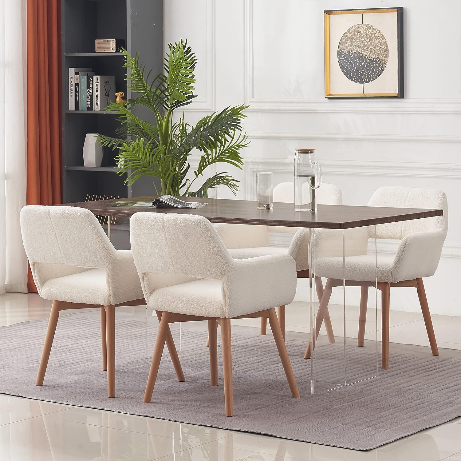Modern Dining Chairs Set of 2 - Solid Wood Legs Kitchen & Accent Chairs for Dining Room, Living Room, Club or Guest Use - White (Perfect for Home Decor, Restaurant, Cafe & Office Settings)