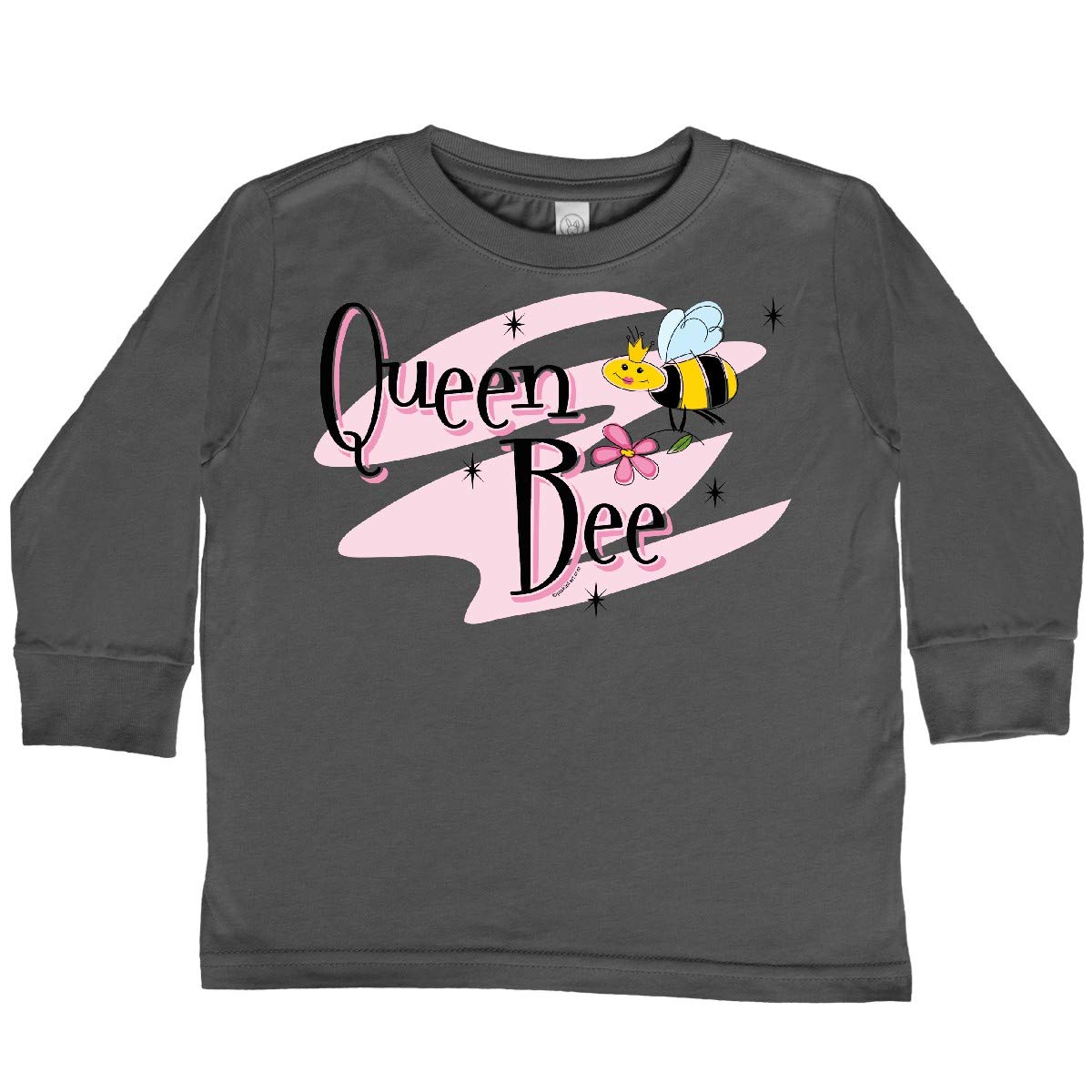 Inktastic Queen Bee Toddler Long Sleeve T-Shirt - Cute Bee Graphic Tee for Girls, Soft Cotton Top for Toddlers - Perfect for Playdates, Daycare & Family Photos