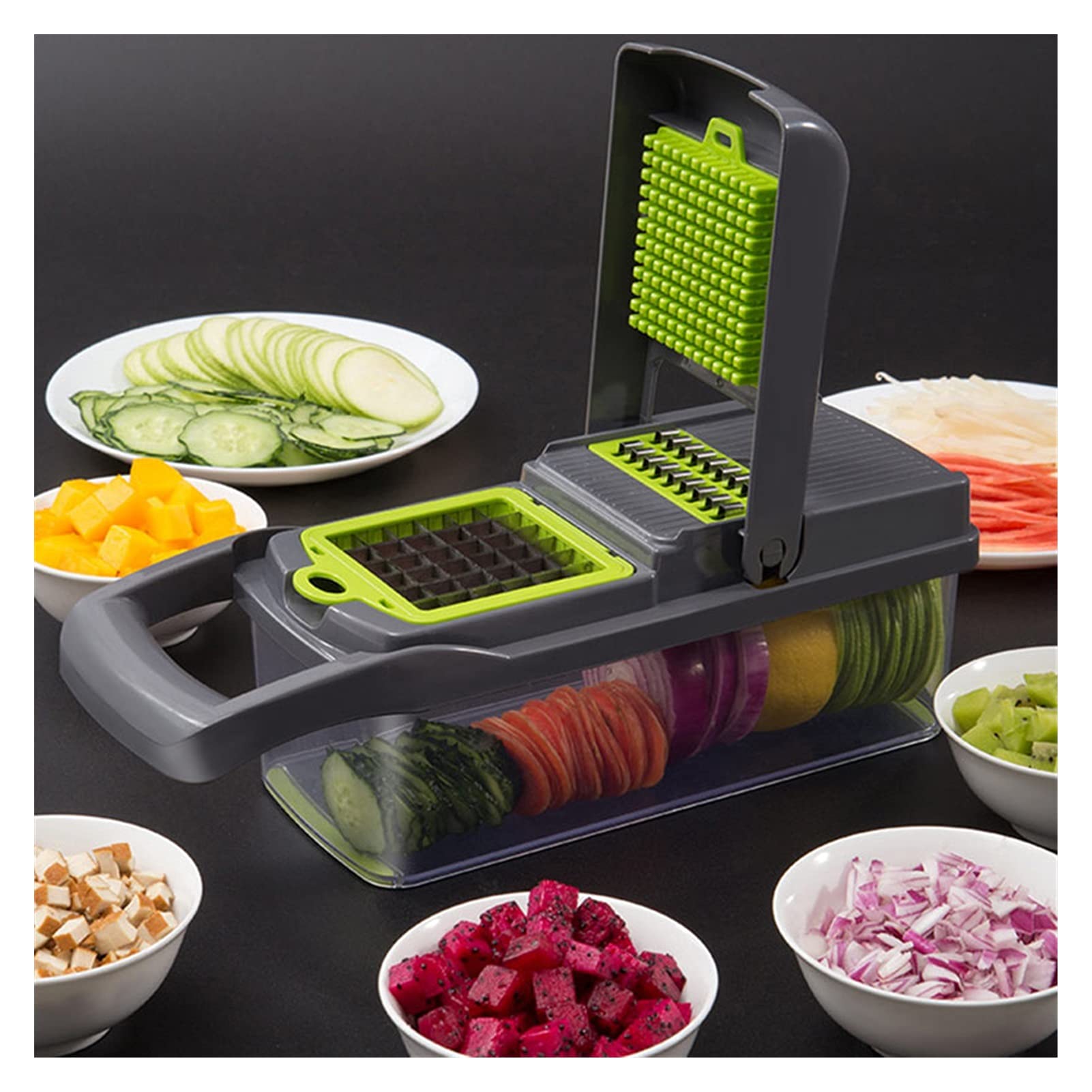 Premium Multifunction Vegetable Cutter - Stainless Steel Blade Potato Peeler, Carrot Grater & Kitchen Slicer Gadget (TM088) | Perfect for Meal Prep, Salad Making & Healthy Cooking Accessories