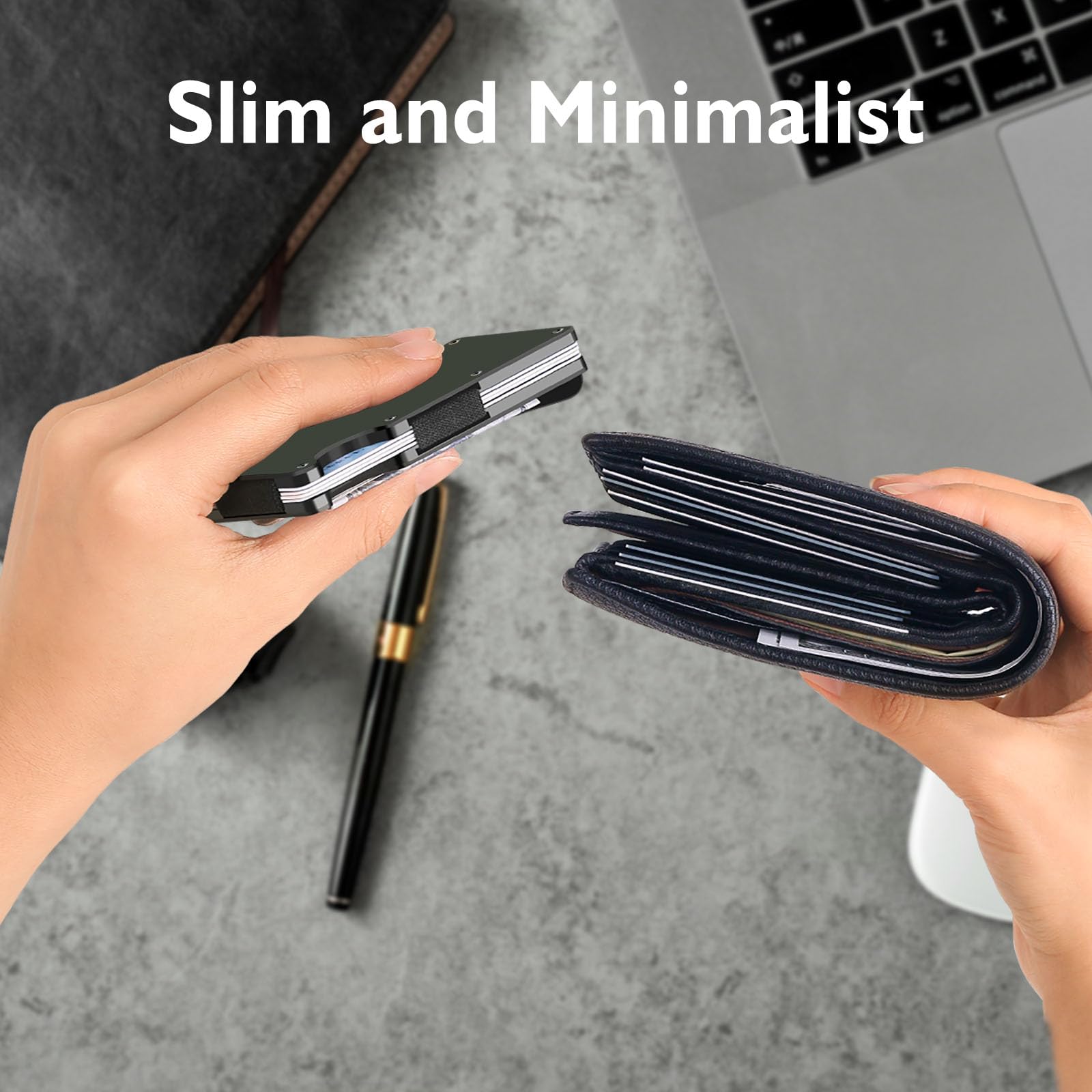 OTO Minimalist Slim Money Clip Wallet for Men - RFID Blocking Carbon Fiber & Aluminum Metal Credit Card Holder (Army Green) | Perfect for Travel, Business & Everyday Carry