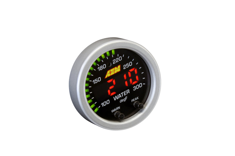 AEM X Series Temperature Gauge Kit 100-300F - Black Bezel & Water Temp Faceplate | Performance Monitoring for Cars, Trucks, Boats | Engine & Fluid Temperature Measurement