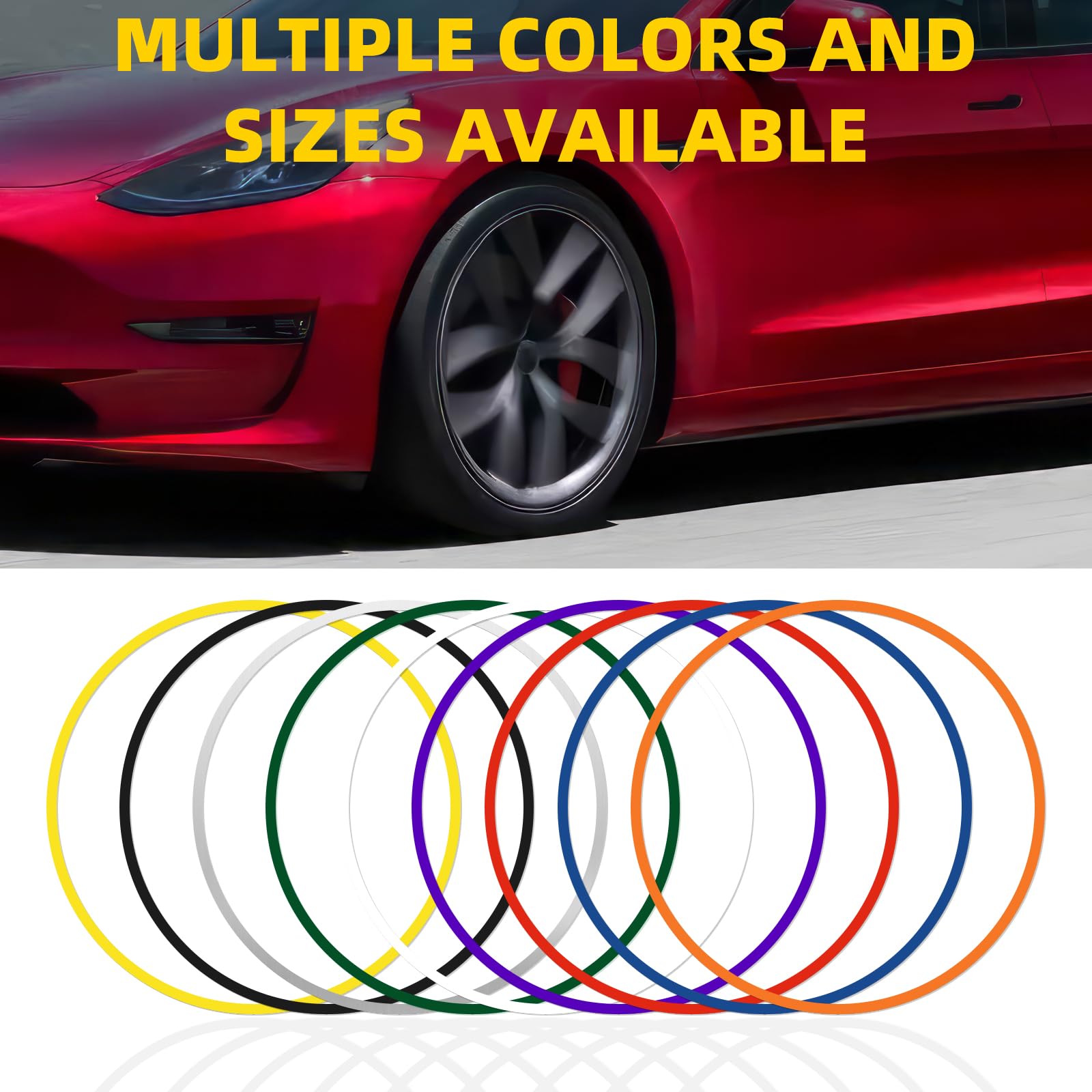 Premium Aluminum Alloy Rim Protector for Car Wheels (18-21 Inch) - 4 Pack Universal Fit for Cars, Trucks, SUVs & Tesla Models - Durable Red Wheel Edge Guard for Parking Safety & Curb Protection