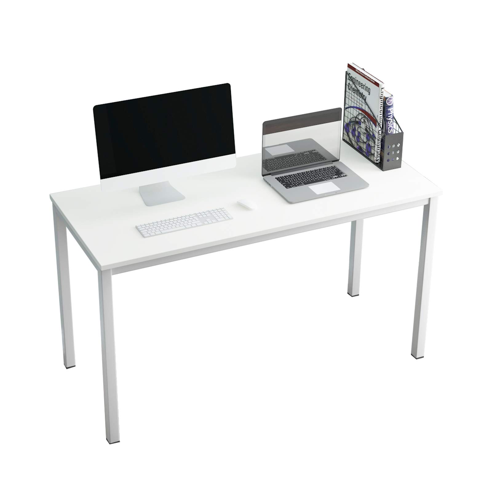 Soges 55-Inch Large Computer Desk - Home Office Writing Desk, Study Table with Durable Workstation Design in White (GCP2AC3-140WW) - Perfect for Remote Work, Gaming & Online Learning