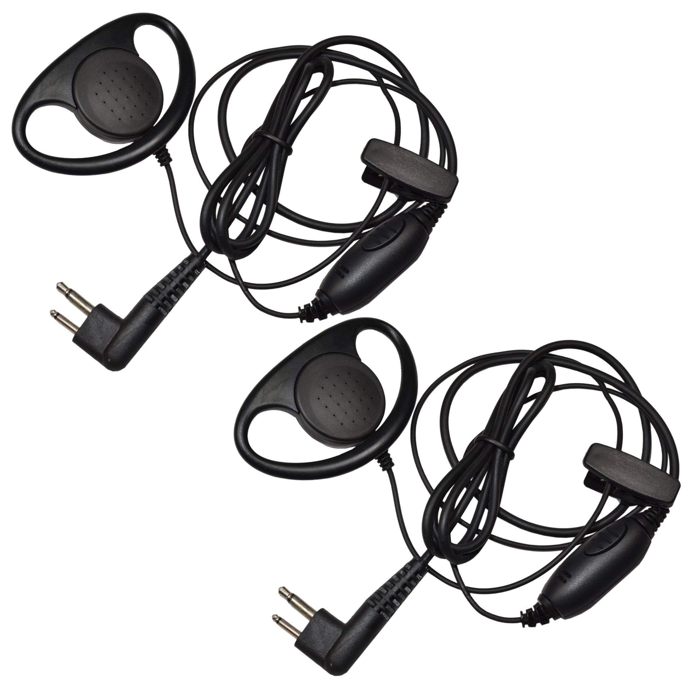 HQRP 2-Pack D-Shape Earpiece Headset with PTT Mic for Motorola CLS1110 CLS1410 CLS1413 CLS1450 - Hands-Free Communication for Security, Retail & Warehouse Workers