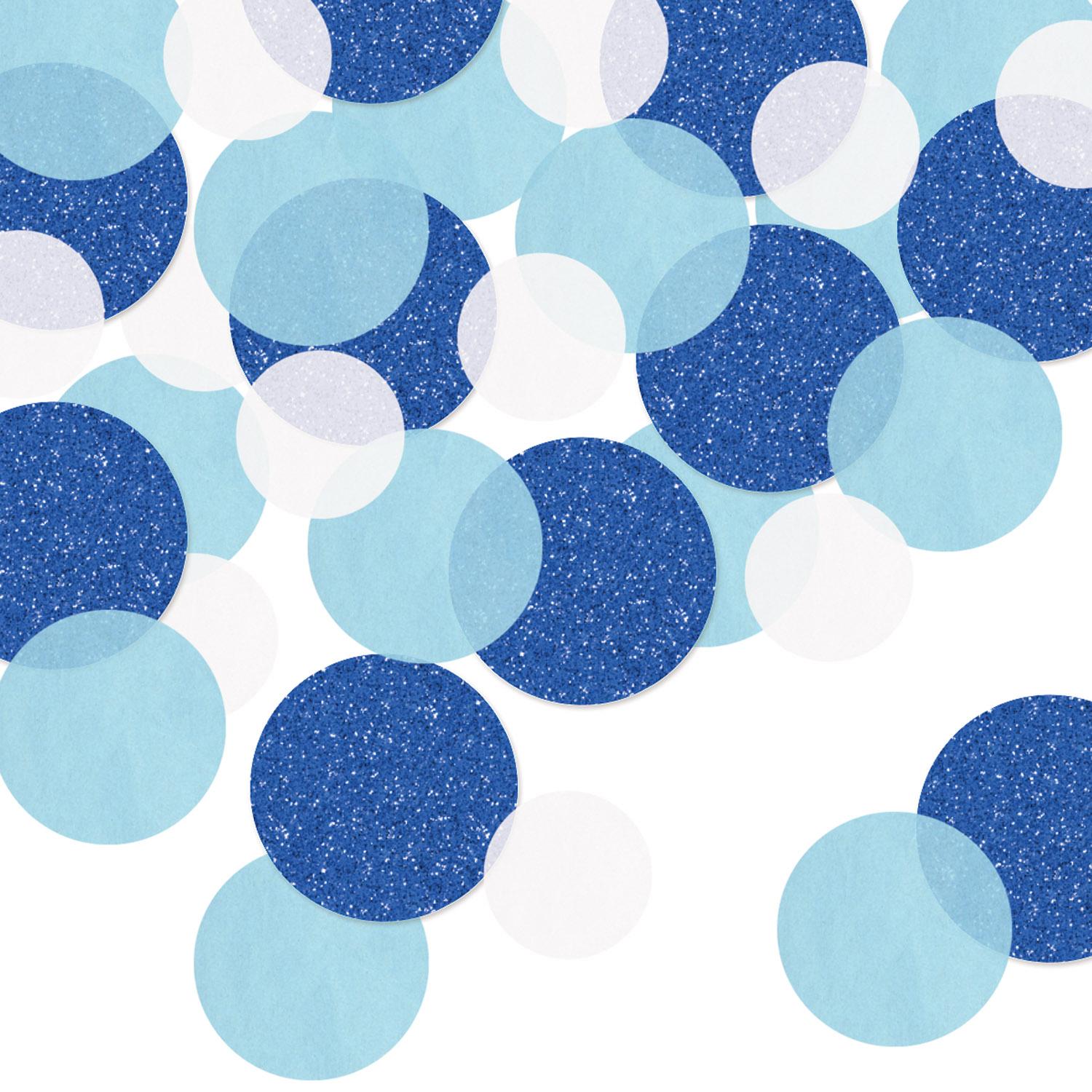 Beistle Dot Deluxe Sparkle Party Confetti 12 Pack - Blue & White (0.5 Oz per Pack) for Birthday, Wedding & Celebration Decorations