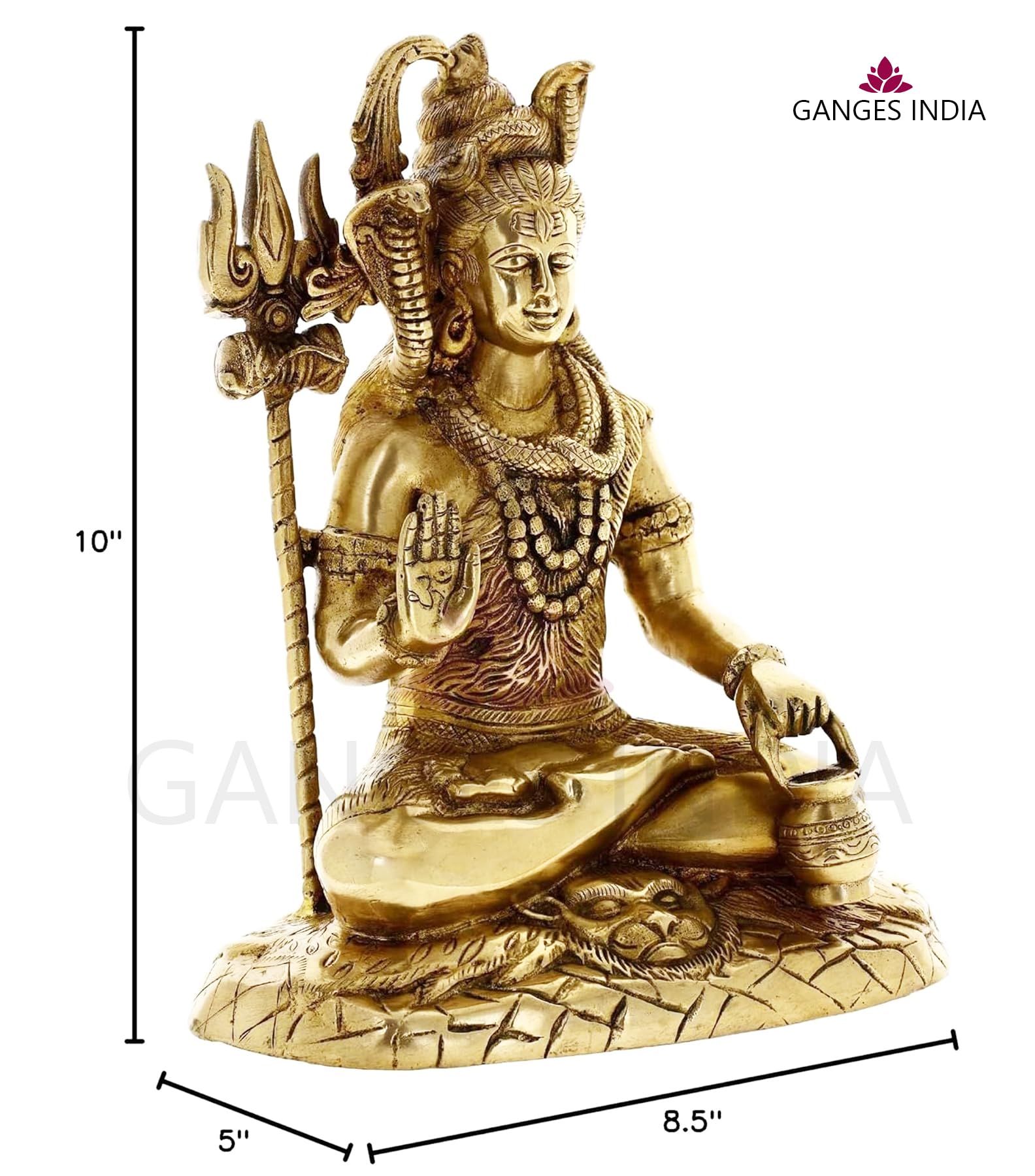 Lord Shiva Brass Statue (Mahadev) - Handcrafted Golden Hindu God Statue for Home Altar, Office Decor & Spiritual Meditation | Perfect for Puja Room, Yoga Studio & Gift