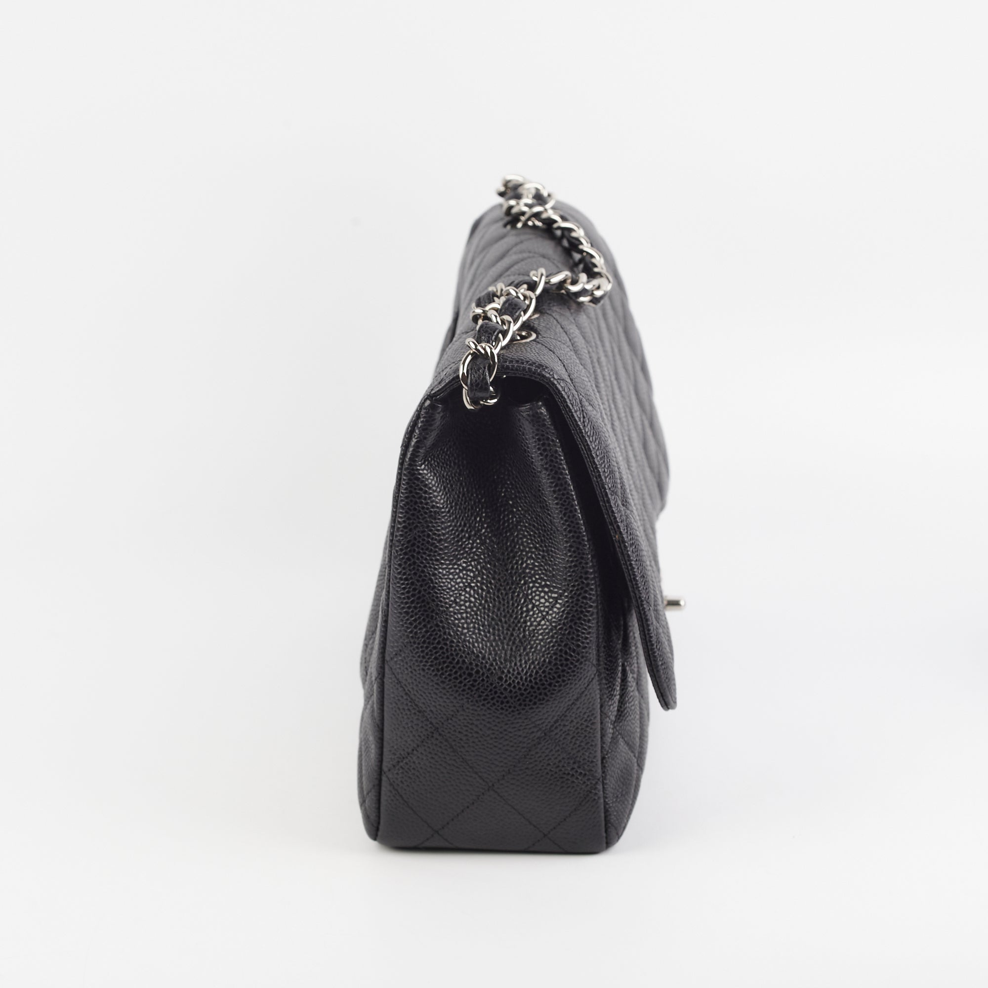 Chanel Single Flap Jumbo Caviar Black Leather Shoulder Bag - Luxury Designer Handbag for Women | Perfect for Work, Evening Events & Everyday Use
