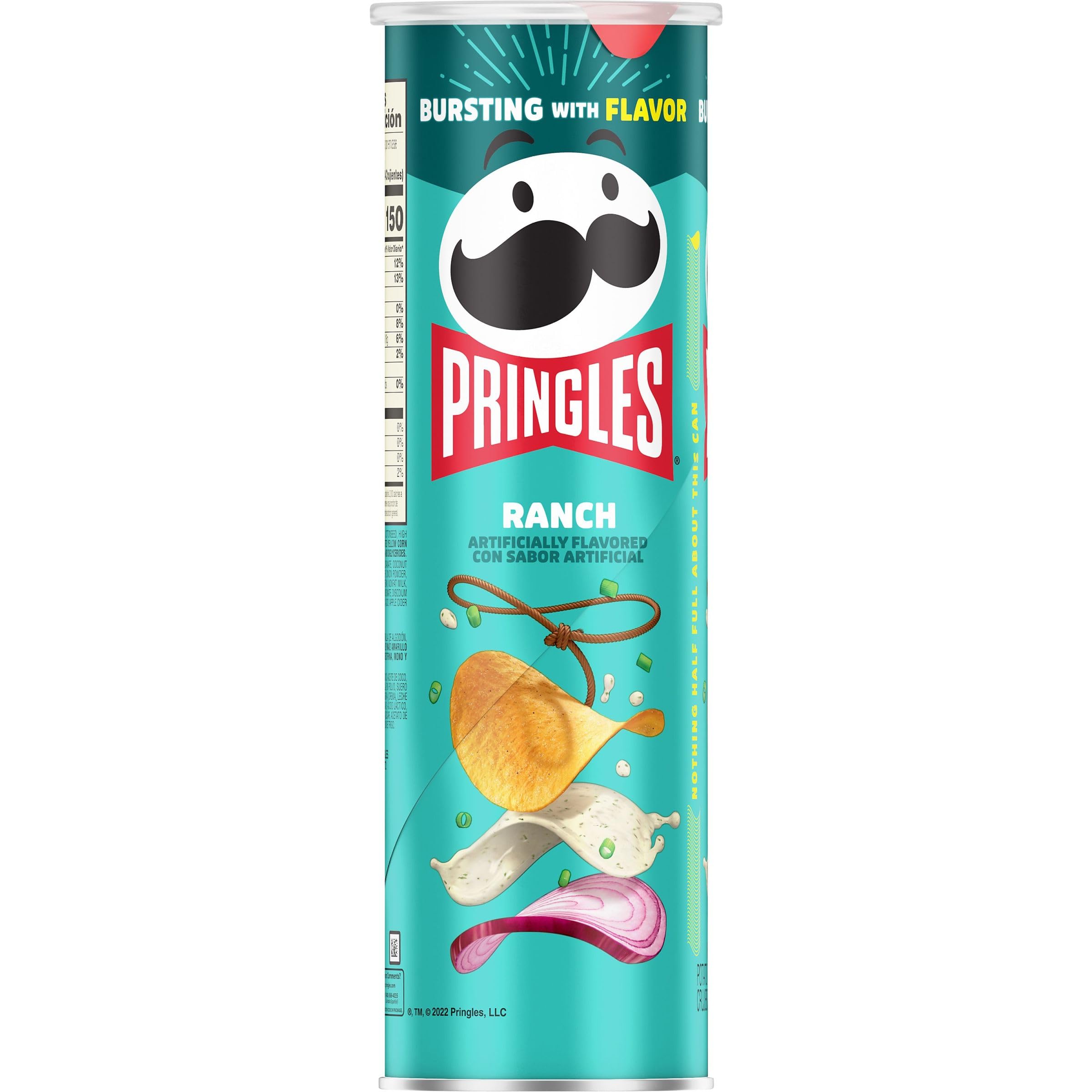 Pringles Ranch Flavored Potato Crisps - 5.5oz Can (Pack of 1) | Crunchy Snack Chips for Lunch Boxes, Office Snacks & On-The-Go | Perfect for Road Trips, Picnics & Movie Nights