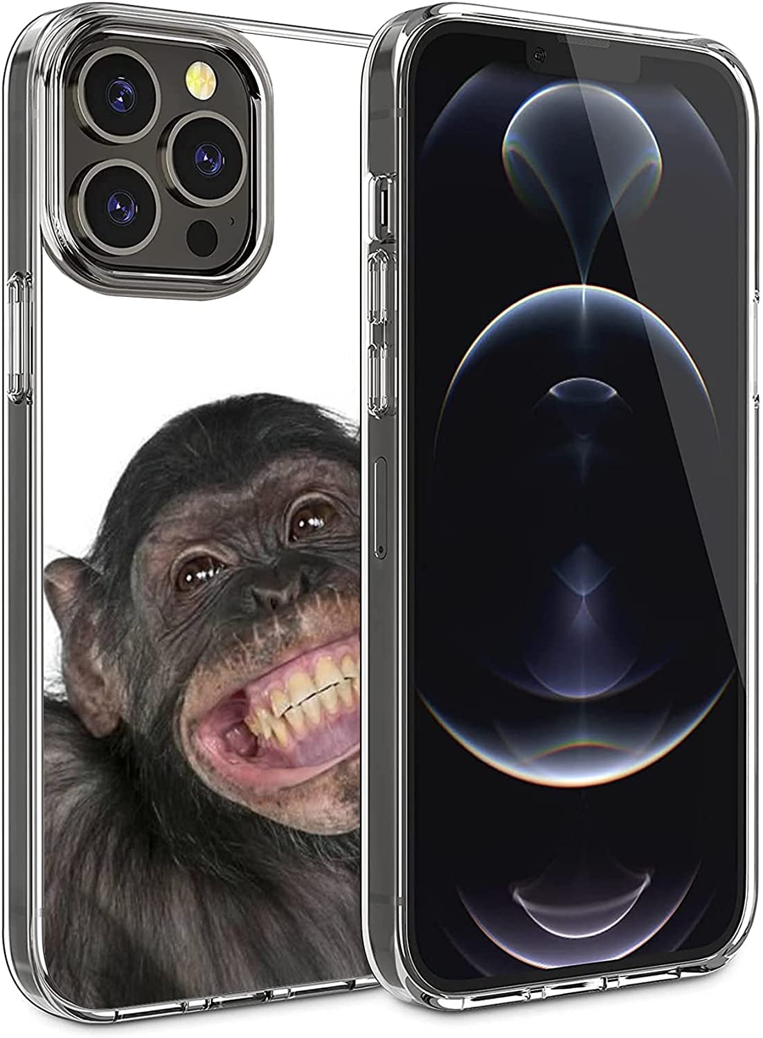 Funny Cute Monkey Shockproof Clear Phone Case for iPhone 12/12 Pro - Durable Protective Cover for Everyday Use & Outdoor Activities