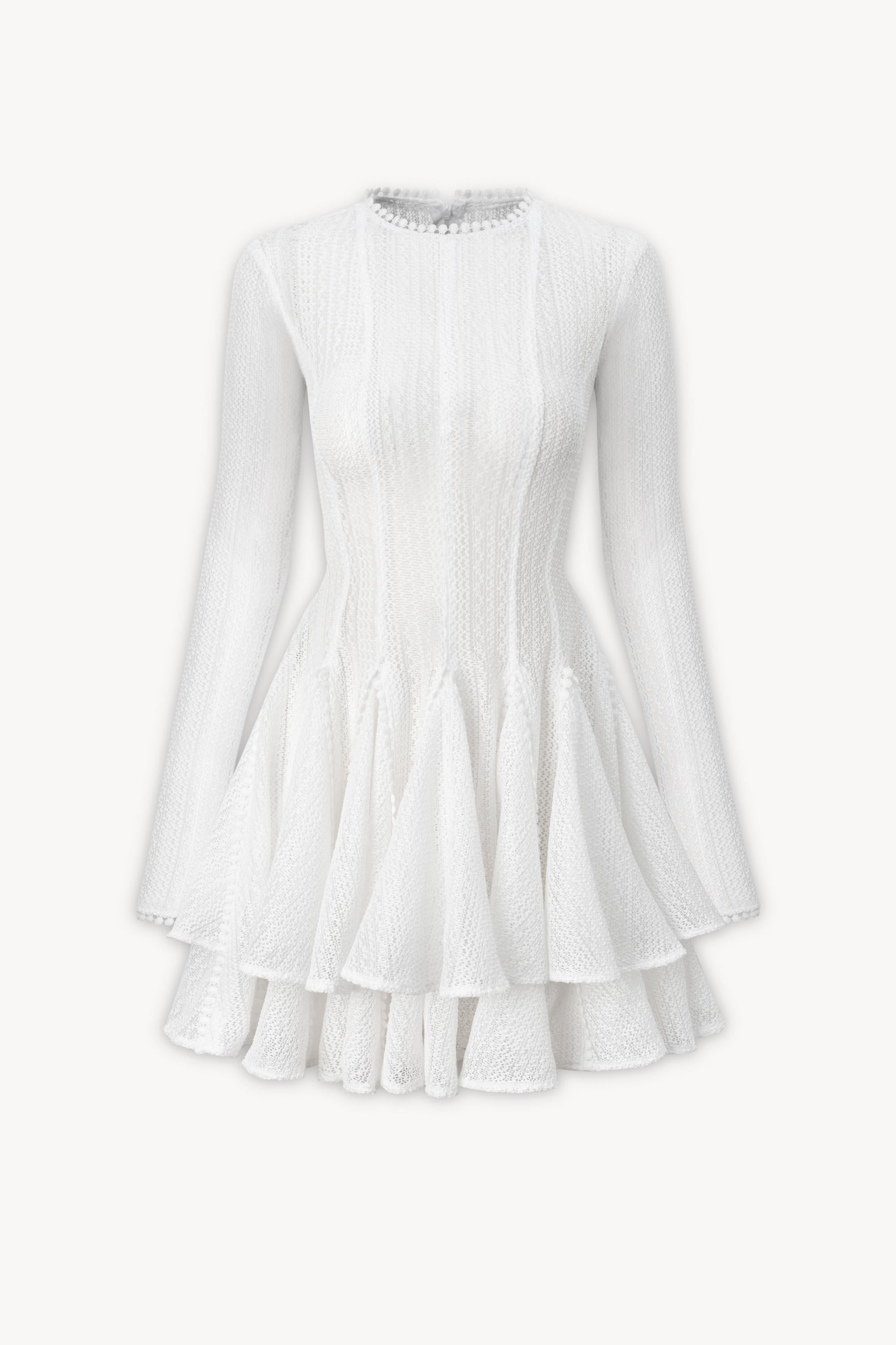 GIANA Long Sleeve Crochet Mini Dress - Elegant Boho Lace Summer Dress for Women | Perfect for Beach Vacations, Date Nights & Music Festivals