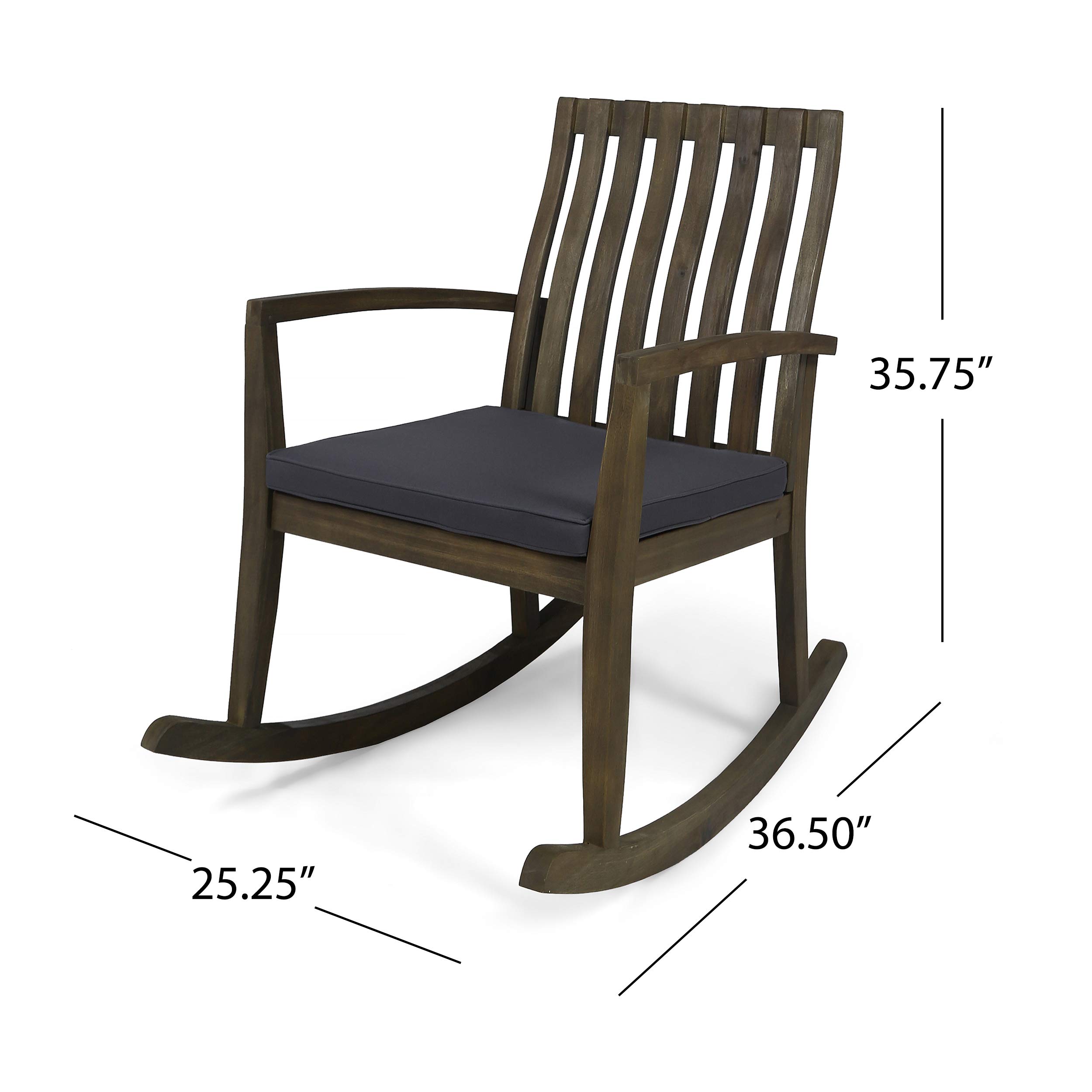 Premium Gray Patio Rocking Chair with Dark Gray Finish - Outdoor Relaxation & Garden Furniture for Backyard, Porch & Deck