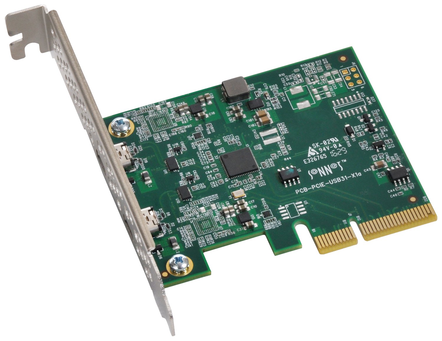Sonnet Allegro USB-C 2 Port PCIe Card - Thunderbolt 3 Compatible for Mac & PC - Silver/Green (USB3C-2PM-E) - Perfect for External Storage & High-Speed Data Transfer