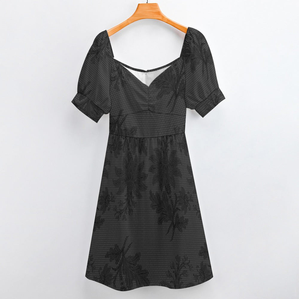 Gothic Sweetheart Neckline Dress for Women - Elegant Grey Lace Formal Gown for Evening Parties, Prom, and Special Occasions