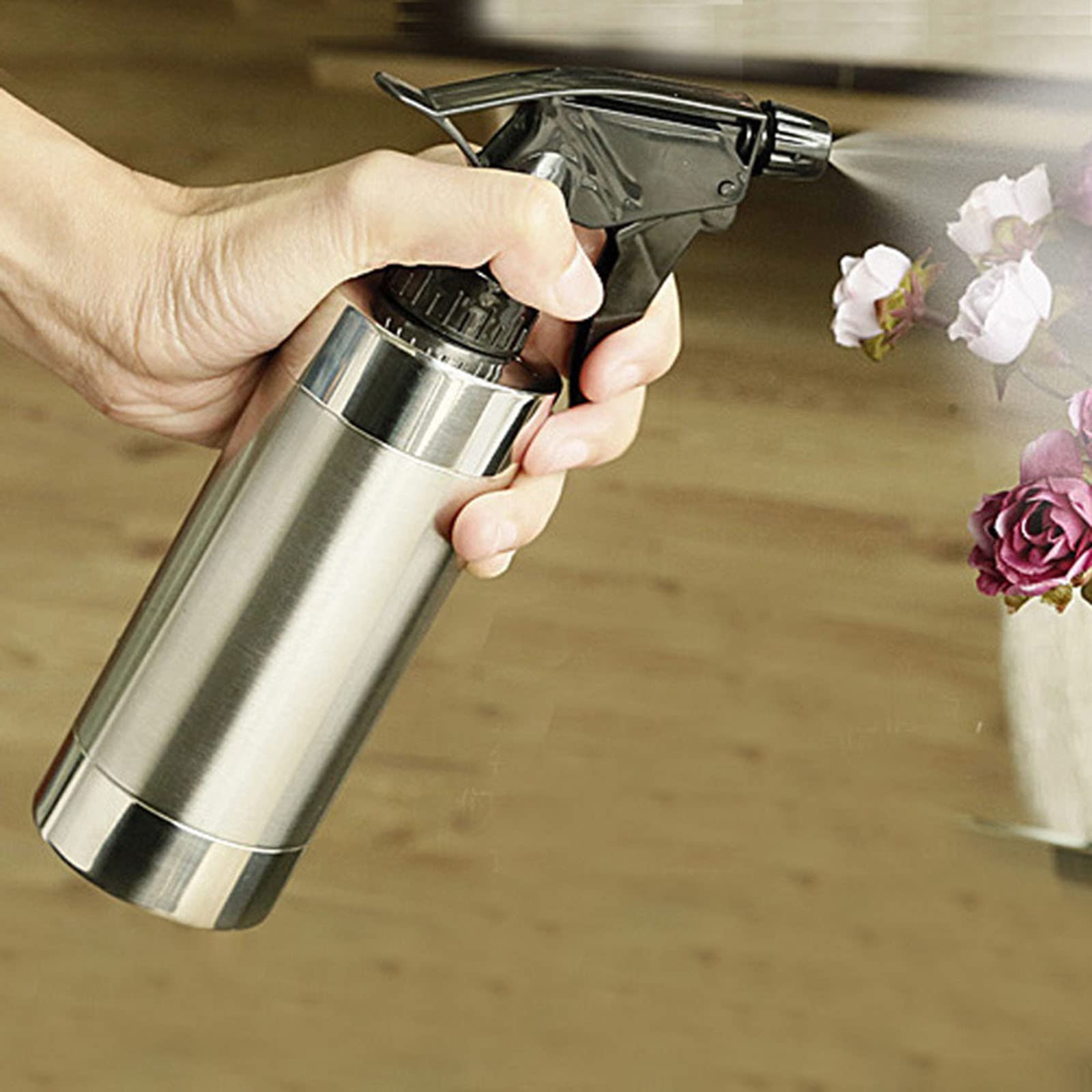 Hopishy Stainless Steel Watering Can with Spray Nozzle - Durable Hand Press Watering Pot for Indoor & Outdoor Plants, Gardens, Flowers, and Houseplants