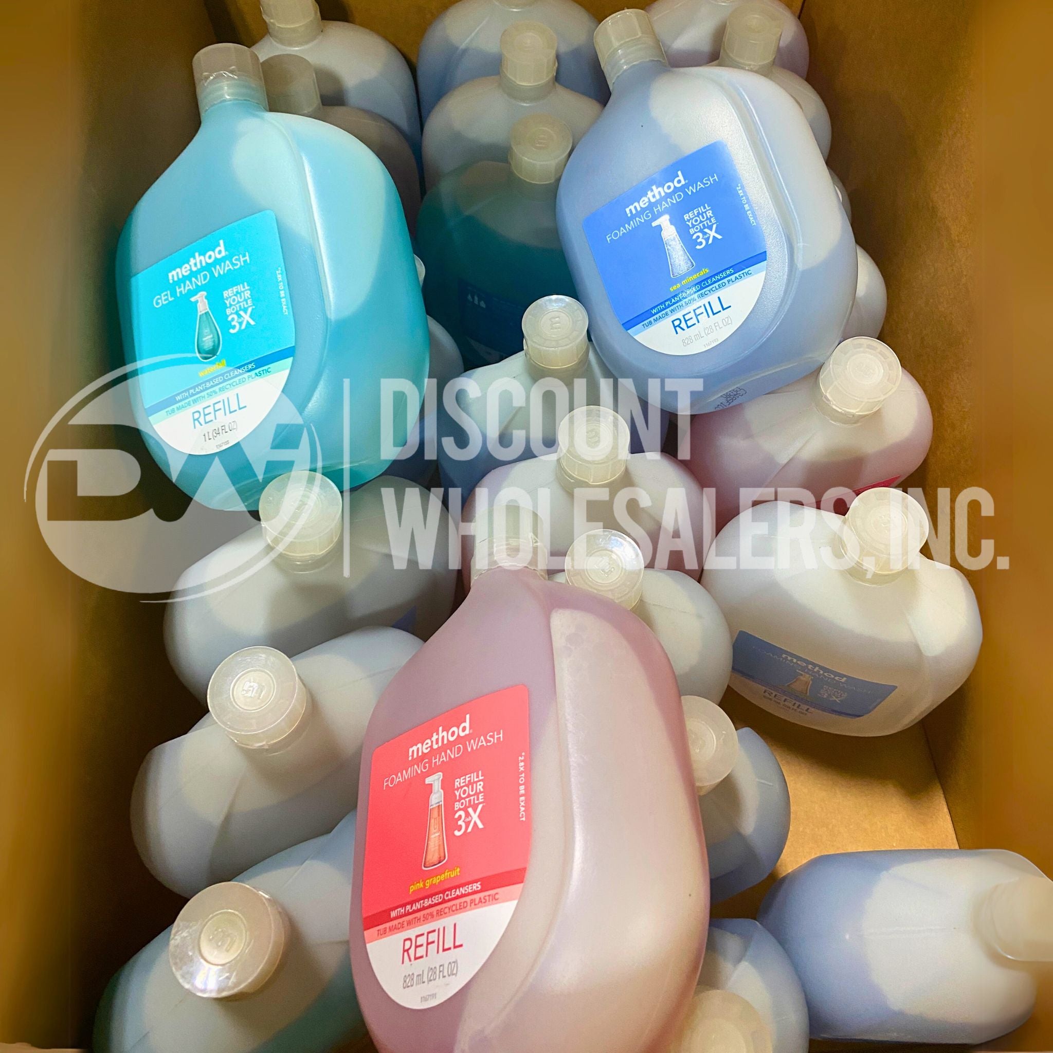 Method Gel Hand Wash Refill 3X 1L (34 Fl Oz) Assorted Scents - 50 Pack Bulk - Eco-Friendly Liquid Soap for Home, Office & Commercial Use