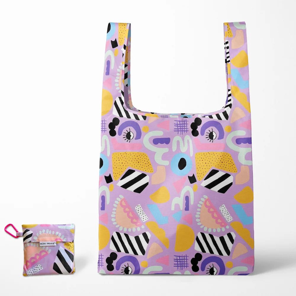 Eco-Friendly Reusable Shopping Bags Set of 2 Sizes - Stylish Purple Design for Groceries & Retail | Perfect for Grocery Shopping, Farmers Markets & Eco-Conscious Lifestyle