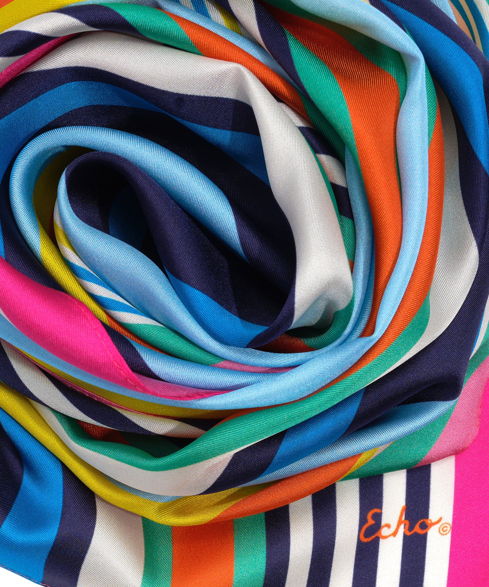 Tropic Stripe Silk Oblong Scarf - Lightweight & Elegant Womens Fashion Accessory for Summer, Beach, and Travel