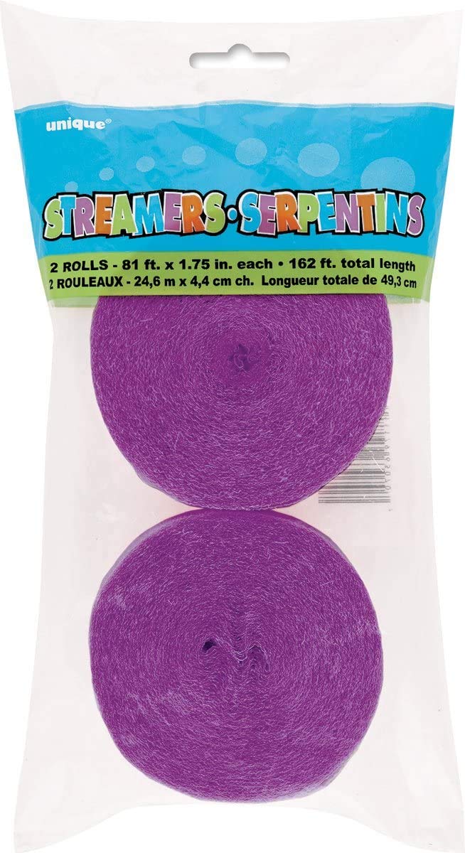 81 Feet Unique Purple Crepe Streamers (2-Pack) - Perfect for Birthday Parties, Baby Showers & Holiday Decorations