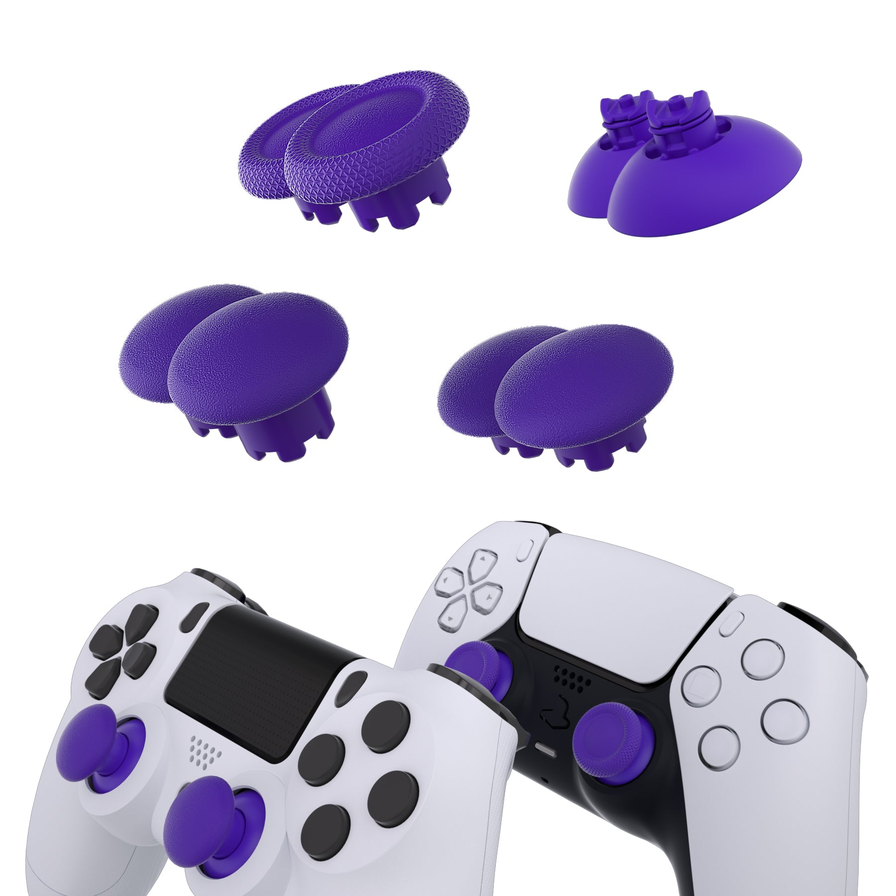 eXtremeRate EDGE Swappable Thumbsticks for PS5 Controller - Custom Purple Replacement Analog Joysticks for PS5 & PS4 Controllers (Universal Fit, No Controller Included) | Perfect for Gaming, FPS, and Competitive Play - Model P5J206