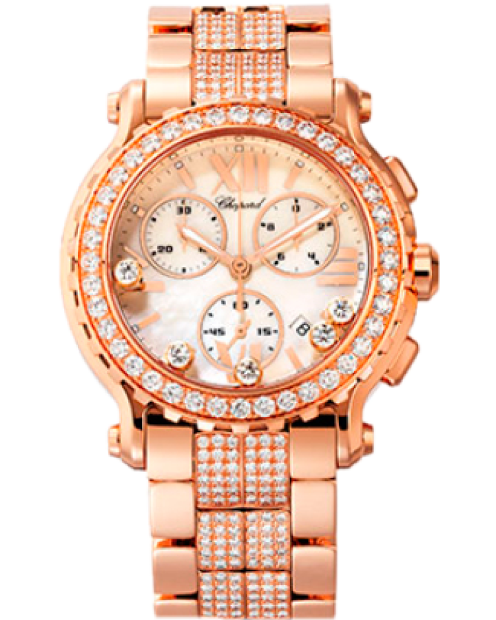 Chopard Happy Sport 18K Rose Gold Diamond Ladies Watch - Luxury Women's Wristwatch for Gifts, Parties & Special Occasions