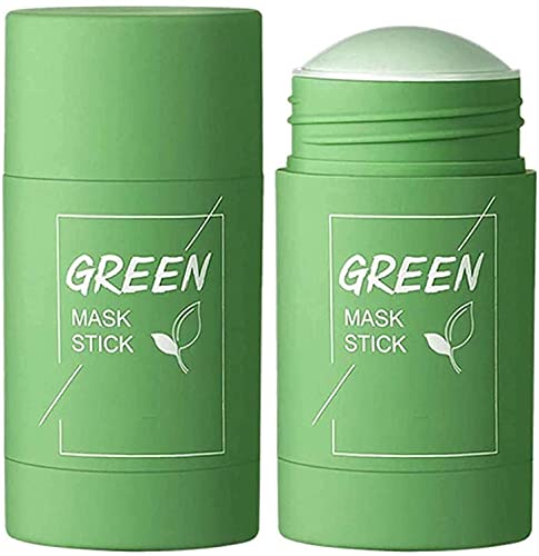 Green Tea Purifying Clay Stick Mask - Oil Control & Anti-Acne Treatment | Eggplant-Shaped Solid Facial Cleansing Mask | Detoxifying Green Tea Mud Mask (40g) | Perfect for Travel & Daily Skincare Routine