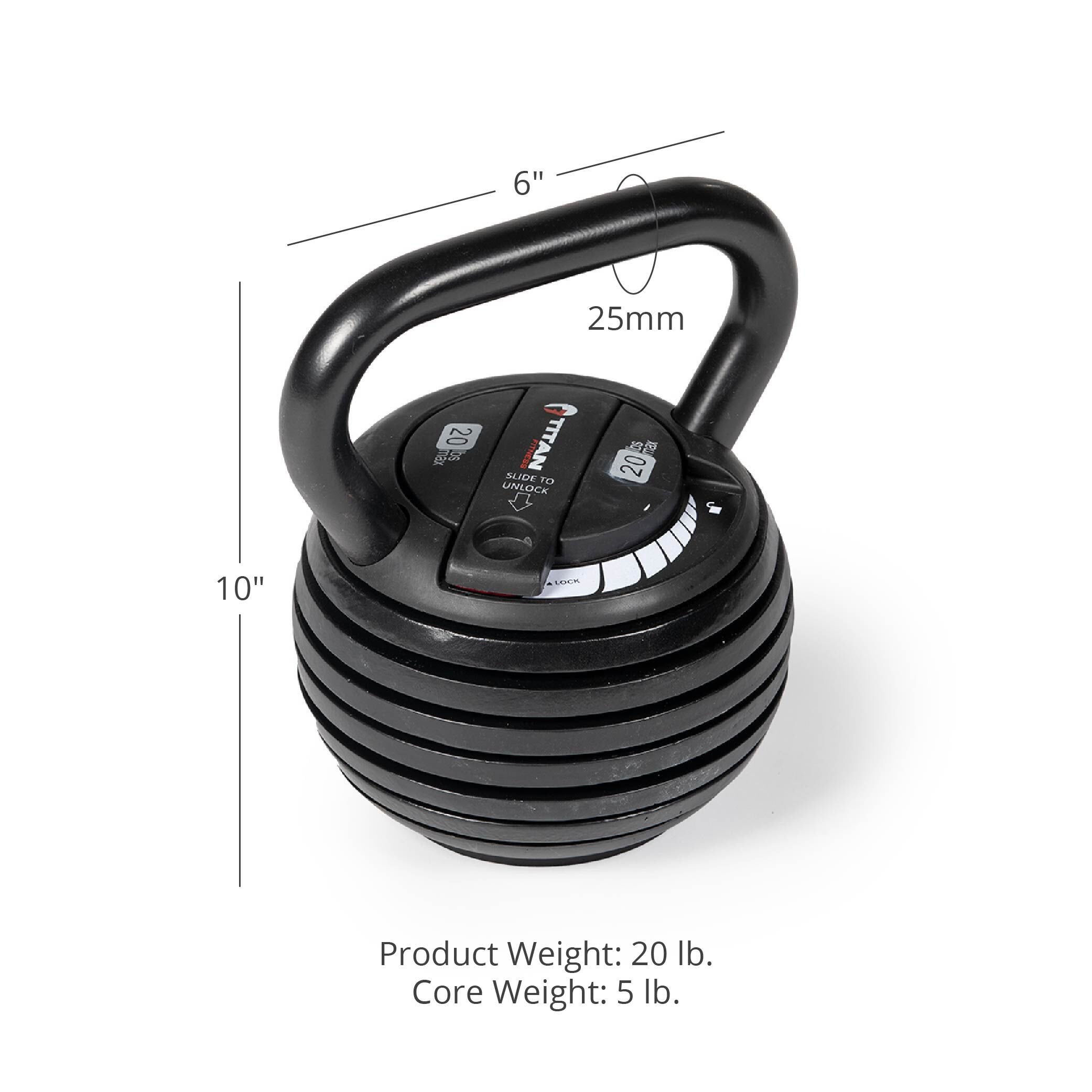 20 LB Adjustable Kettlebell for Home Gym - Scratch and Dent Discount - Perfect for Strength Training, CrossFit & HIIT Workouts