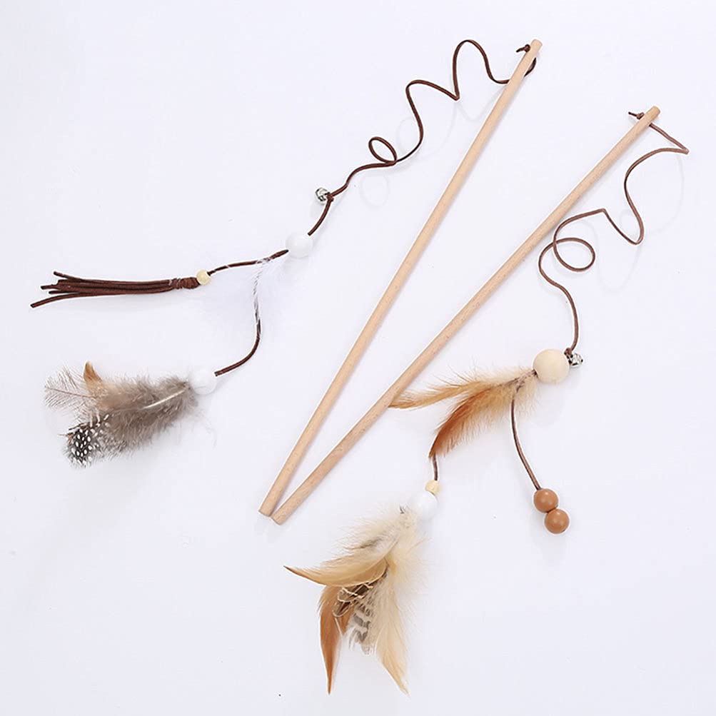 Balacoo 2-Pack Interactive Cat Teaser Wand Toy with Tassel & Wooden Rod - Fun Teasing Stick for Kittens & Adult Cats - Perfect for Playtime, Exercise & Birthday Gifts for Cat Lovers