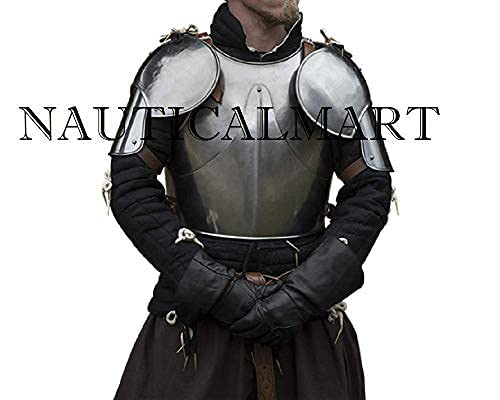 Medieval LARP Armor - Steel Breastplate Cuirass with Pauldrons for Cosplay, Renaissance Fairs & Halloween Costumes | Durable Fantasy Armor for Role Playing & Historical Reenactments