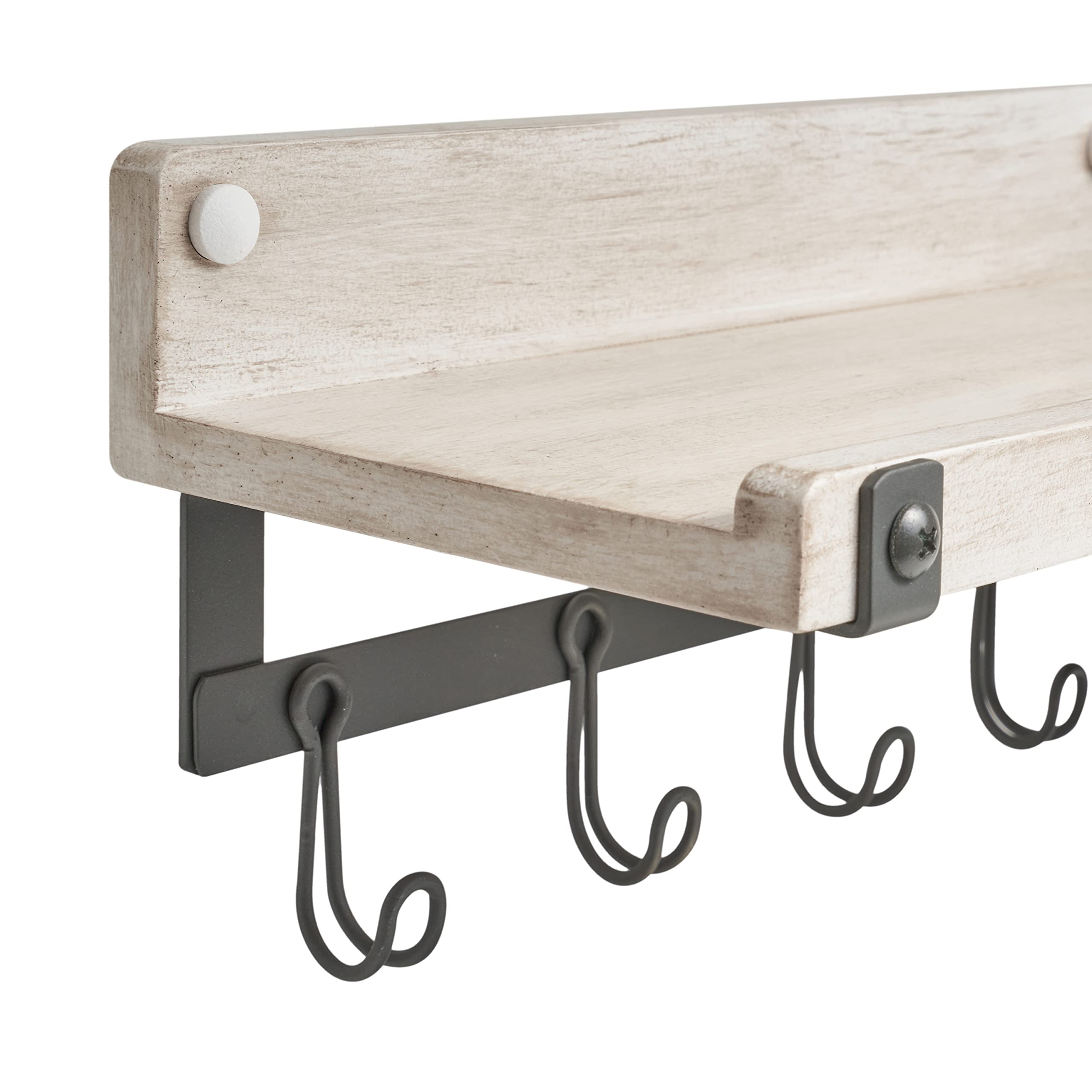 Spectrum Diversified Rowan™ Wall Mount Wood Valet & Hook Station - Entryway Storage Organizer for Keys, Hats & Coats | Perfect for Hallway, Mudroom & Closet Organization