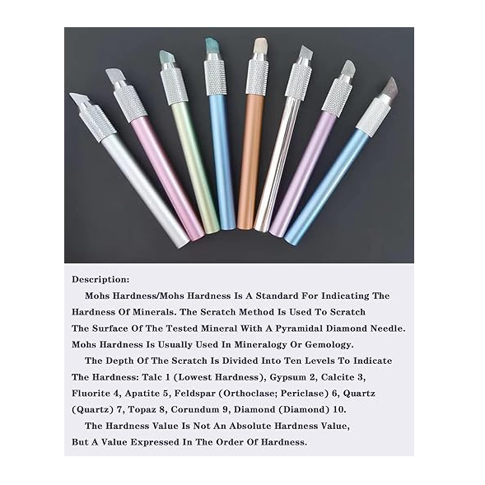 Mohs Hardness Test Kit - Scratch Tester Pen (2-9 Scale) with Storage Box for Gemstone, Jewelry & Mineral Identification - Perfect for Geologists, Jewelers & Rock Hobbyists