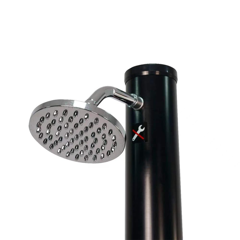5.3 Gallon Solar Heated Outdoor Shower | Portable 2-Section Camping Shower with Adjustable Shower Head & Foot Tap | Perfect for Poolside, Backyard, Beach, Garden & Spa Use | Black