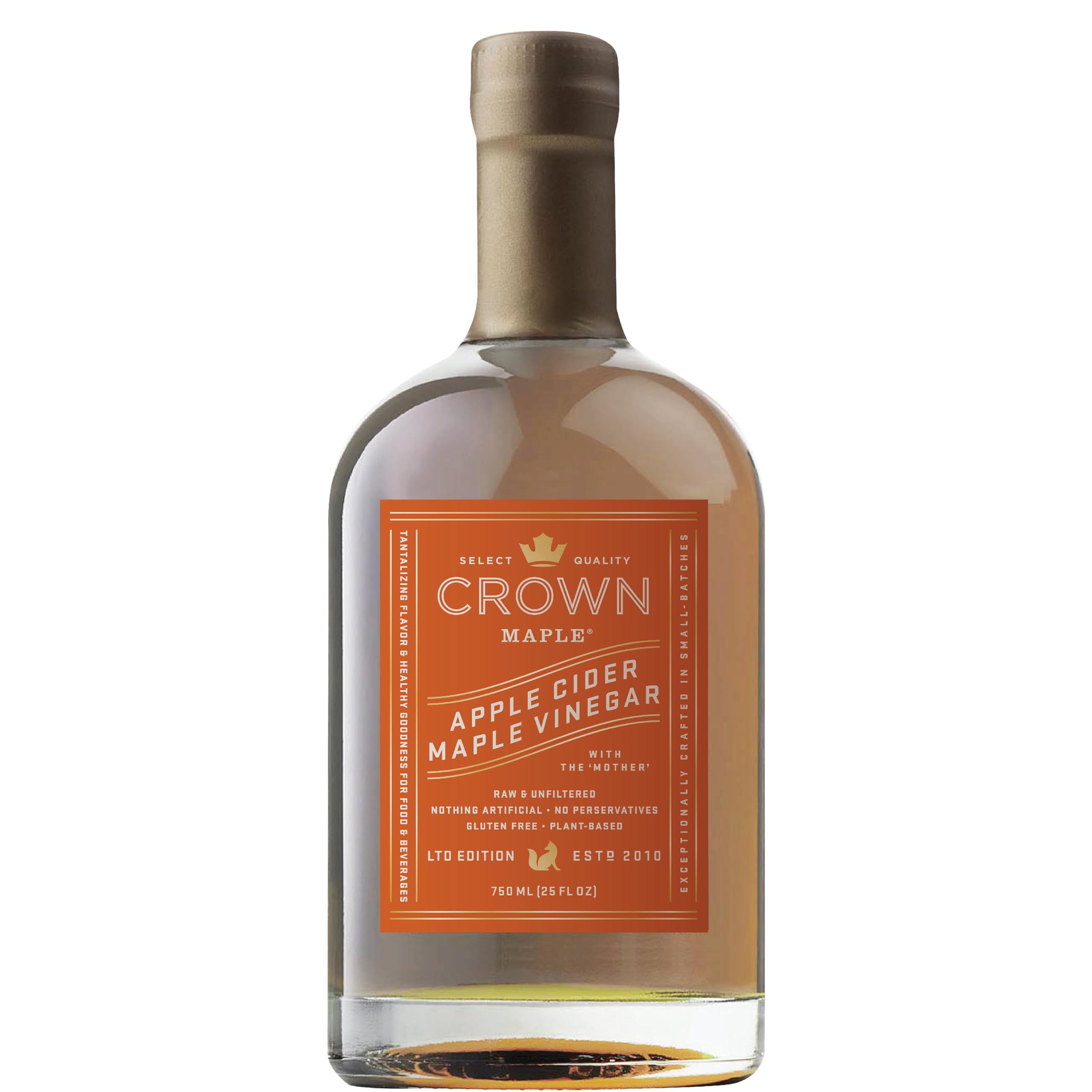 Organic Crown Maple Apple Cider Vinegar 25oz - Gluten-Free, Non-GMO for Salads & Cooking