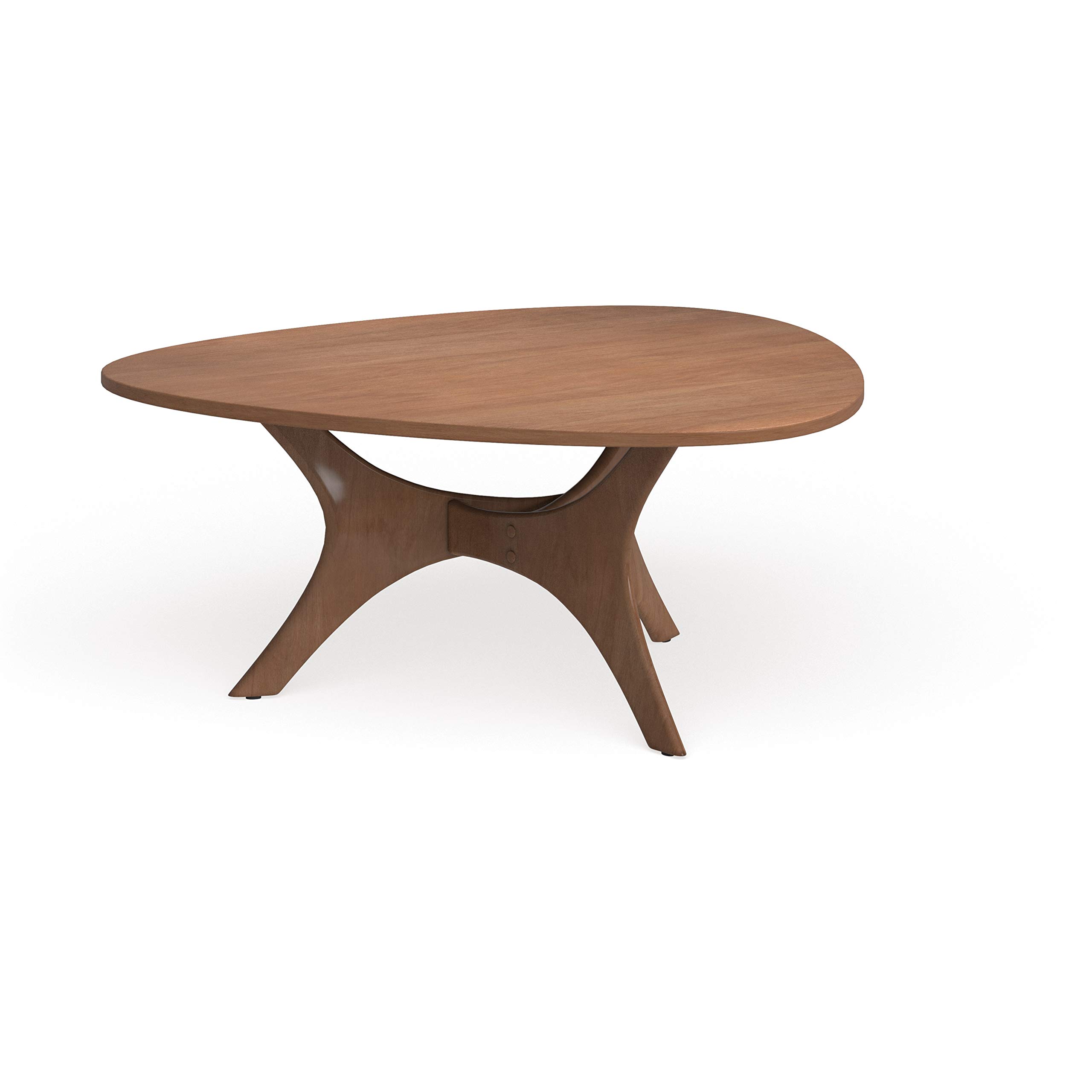 Mid-Century Modern Wood Coffee Table - Solid Oak Finish for Living Room, Lounge & Office Decor