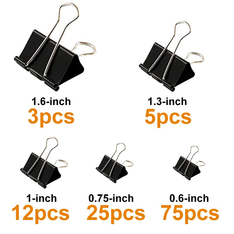 120Pcs Assorted Size Binder Clips with Clear Storage Box - Bulldog Clips, Paper Clips for Office Organization & Document Filing - Perfect for Home Office, School Supplies & Office Essentials