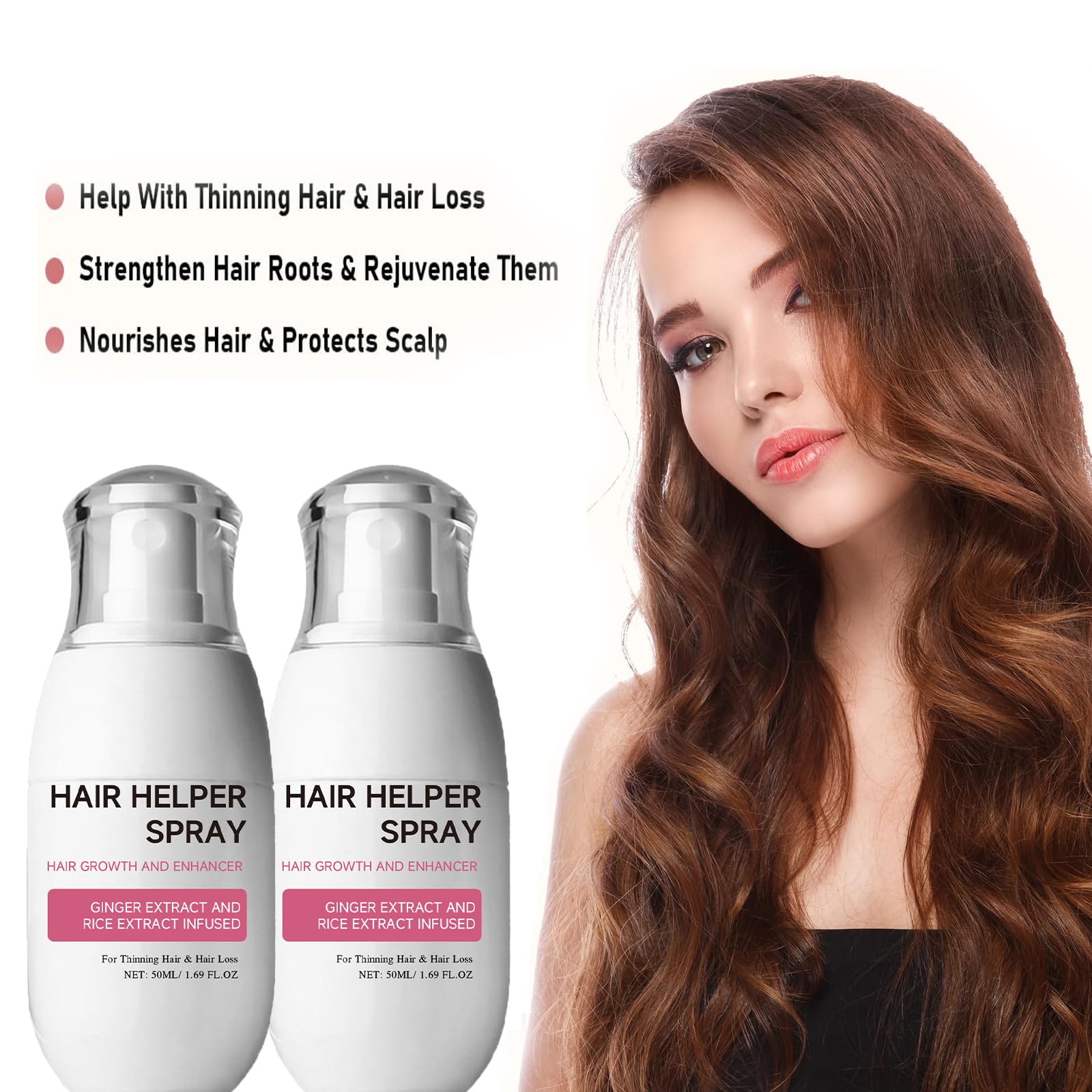 2Pcs Hair Growth Spray for Thinning Hair - Natural Rice Water Hair Treatment for Men & Women (50ml) | Promotes Healthy Hair Growth, Strengthens Follicles | Perfect for Daily Hair Care Routine & Scalp Nourishment