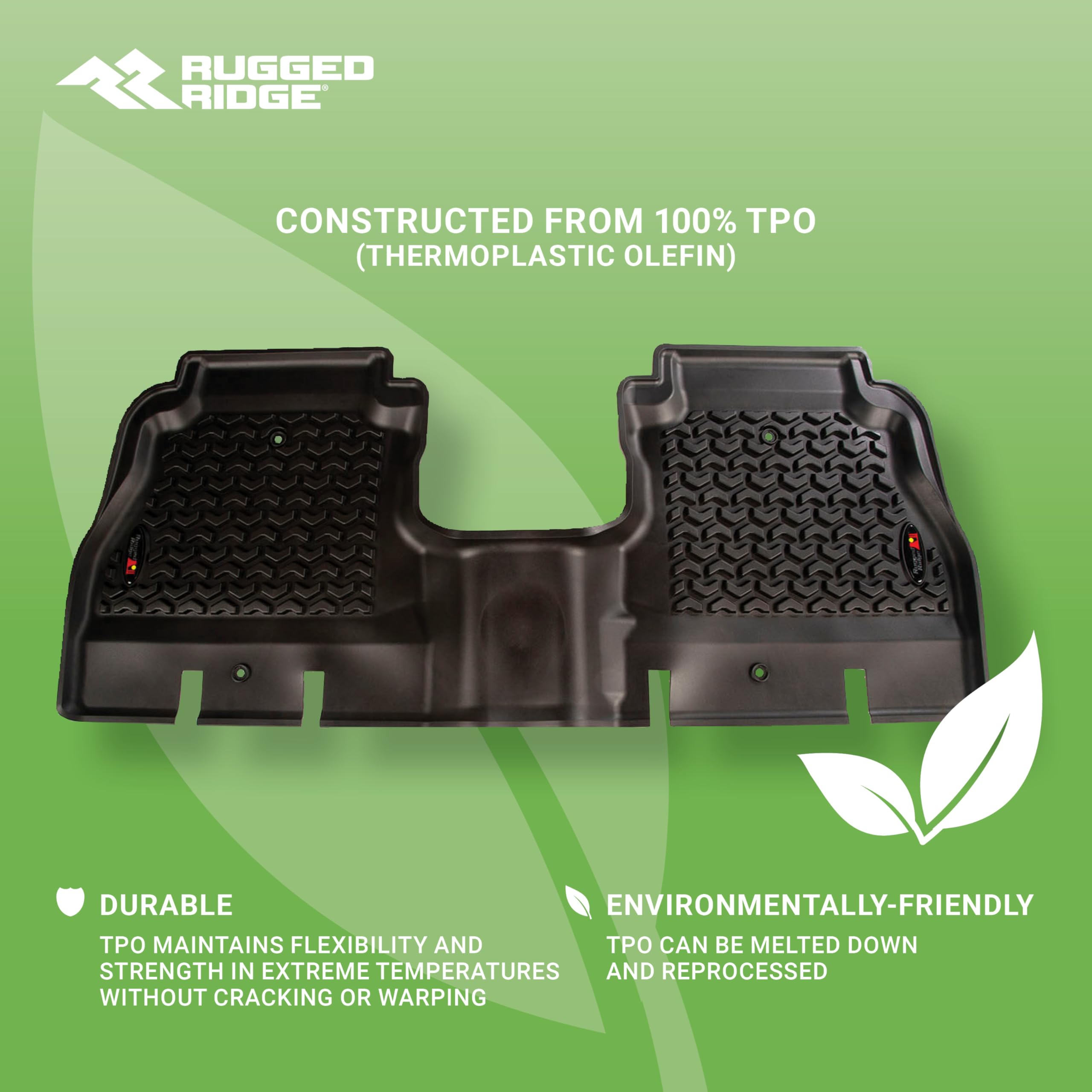 Rugged Ridge Rear Floor Liners for 2005-2015 Toyota Tacoma Access/Double Cab (Automatic) | All-Terrain Heavy Duty Black Car Mats | Model 82954.10 | Perfect for Off-Roading, Camping & Everyday Use