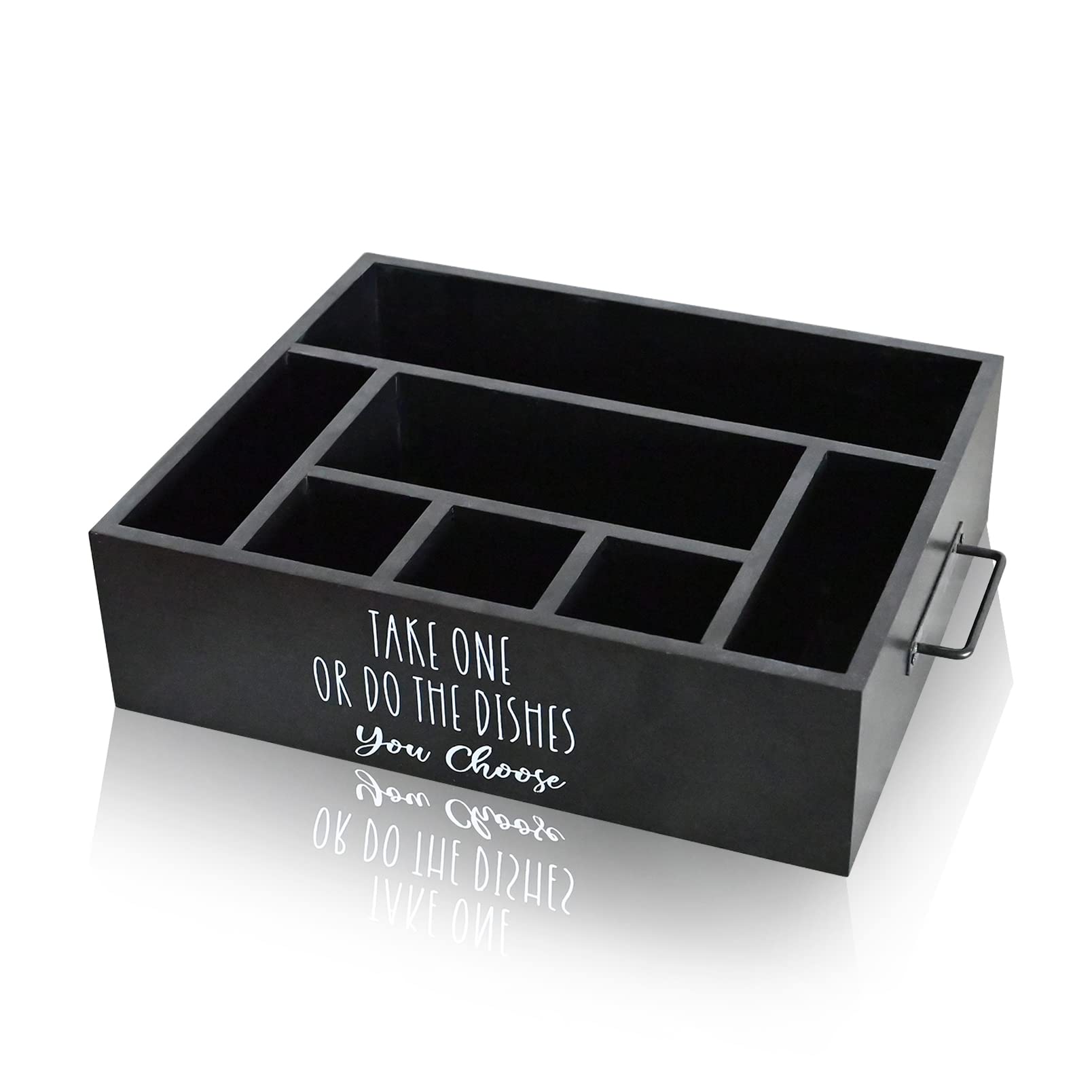 Disposable Plastic Utensil Organizer - Black Party Serving Caddy for Spoon, Fork, Knife, Cup & Napkin Storage | Portable Kitchen Counter & Buffet Organizer | Perfect for Camping, BBQ, Picnics & Events
