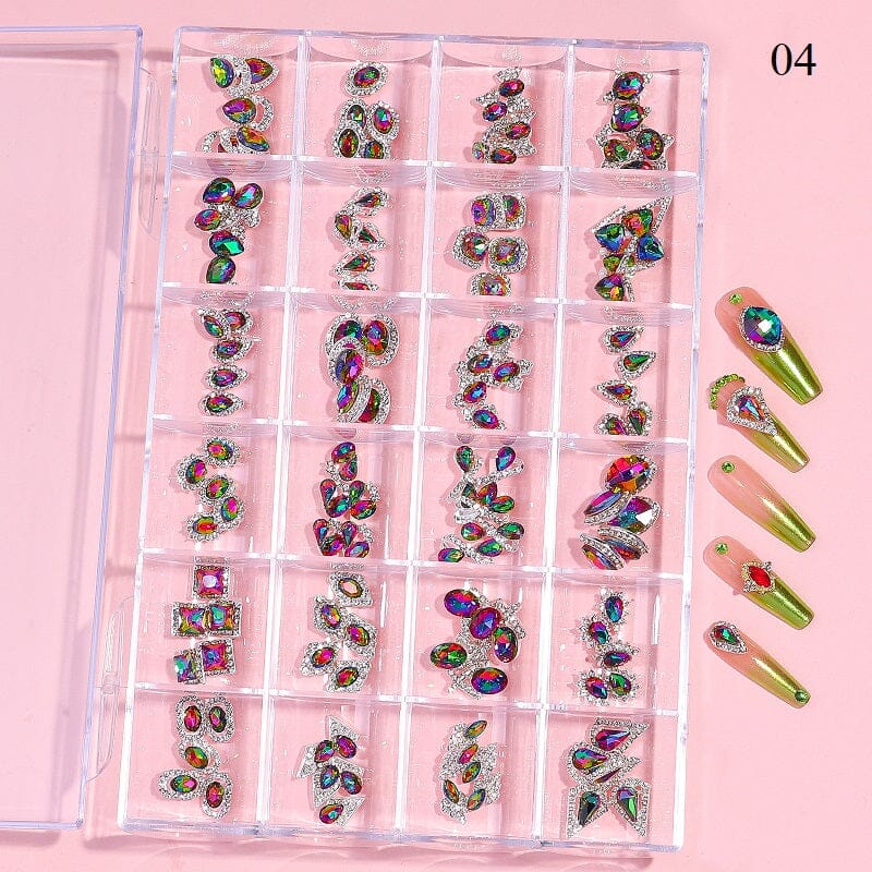 3D Crystal Charm Jewelry - 24 Grid Storage Box for Necklaces, Bracelets & Earrings | Perfect for Travel, Gifts & Organizing Accessories