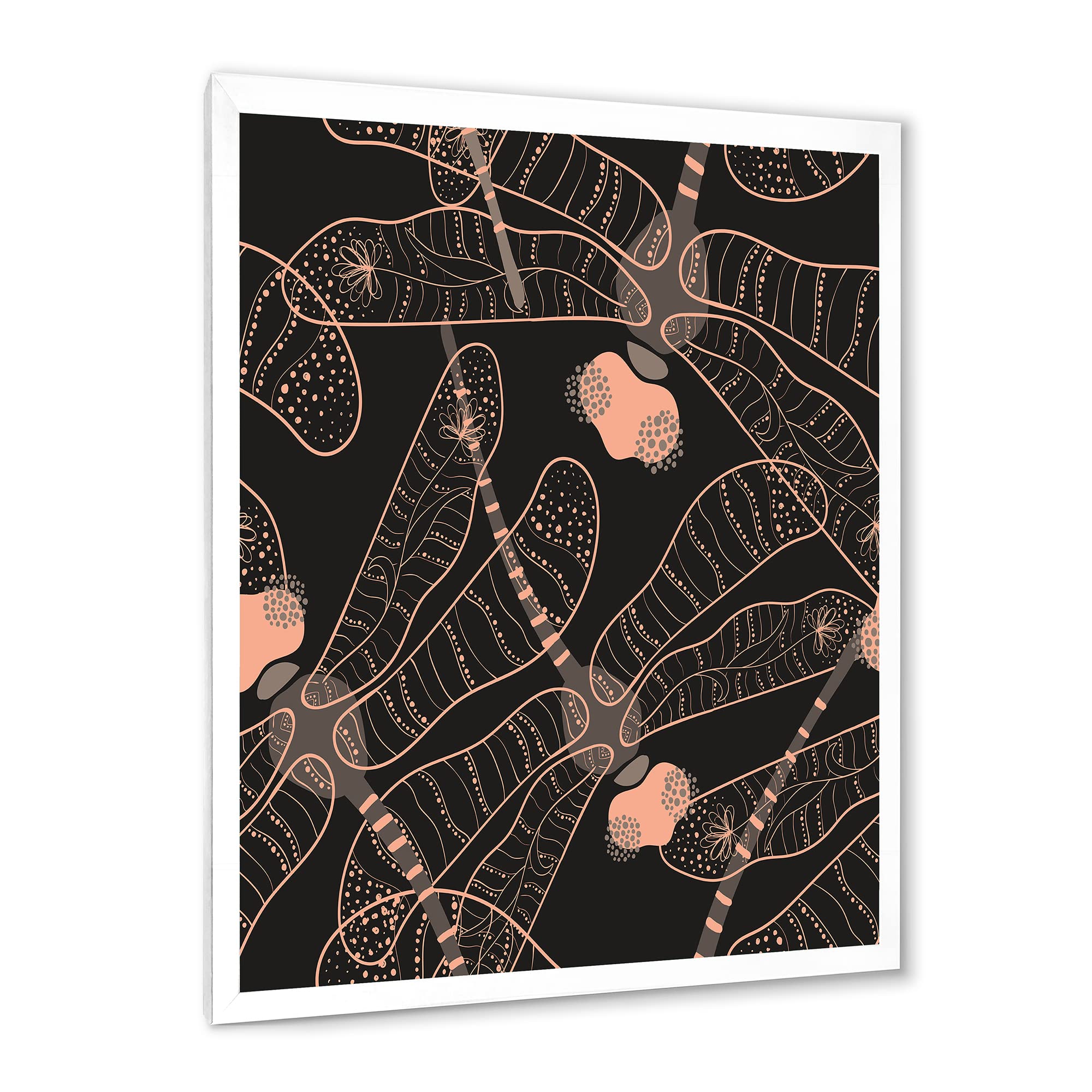 DesignQ Folk Art Seamless Dragonfly Pattern - Bohemian Eclectic Framed Wall Art Decor for Living Room, Bedroom & Office