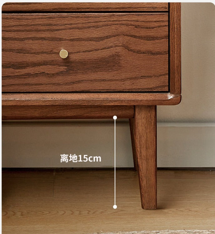 Solid Oak Wood Nightstand - Nordic Style Bedside Table for Bedroom, Living Room, or Office - Modern Minimalist Furniture with Storage Shelf