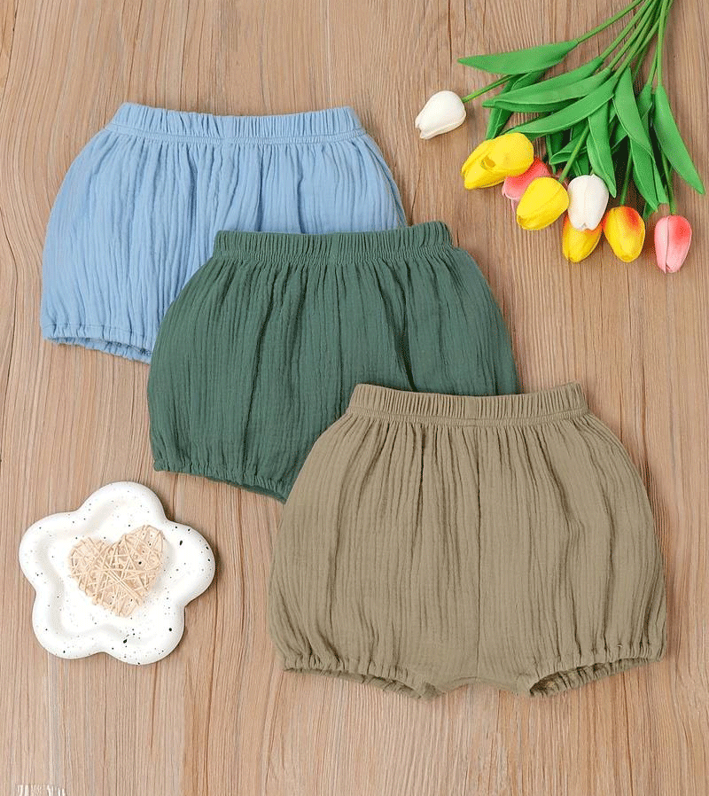 Pine Green Cotton Muslin Bloomers for Baby Girls - Soft & Breathable Underwear - Perfect for Diaper Covers, Playtime & Photo Shoots