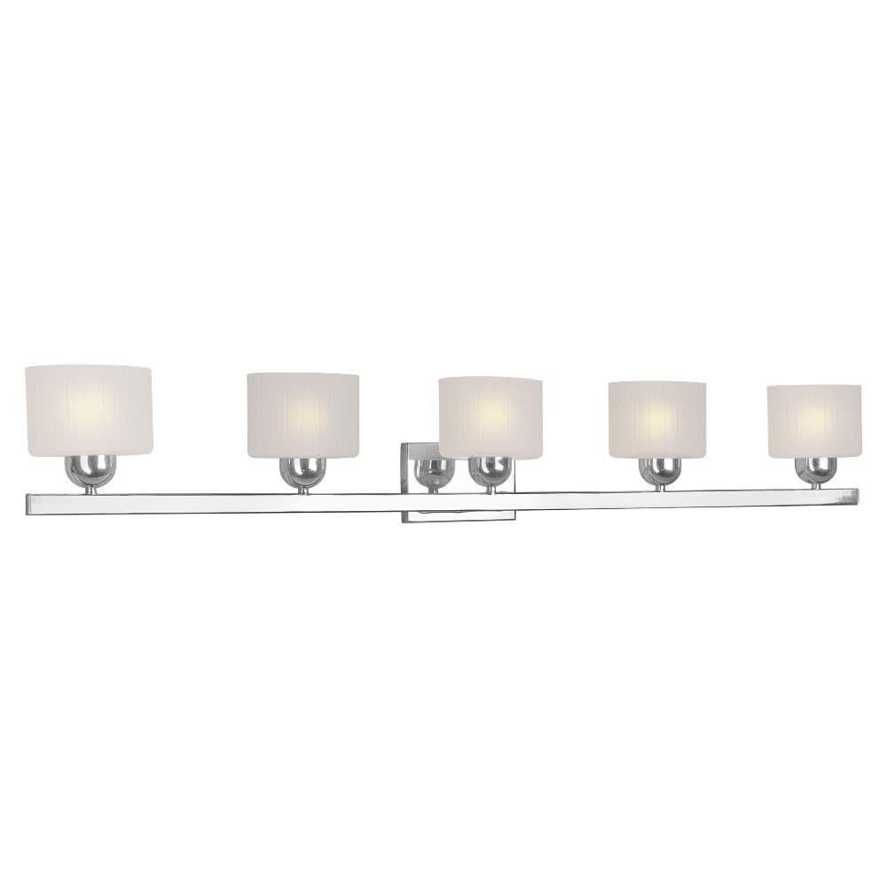Chrome Finish 5-Light Bathroom Wall Sconce with Oval Satin Etched Glass Shades - Perfect for Vanity Lighting, Powder Room Decor & Spa-Style Bathroom Ambiance