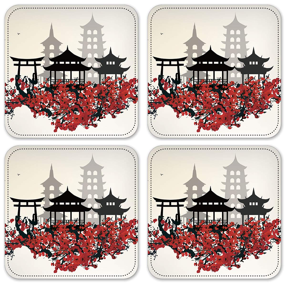 Premium Vinyl Drink Coasters Set of 4 - Non-Slip Absorbent Coasters for Coffee, Beer & Wine - Perfect for Home, Office & Bar Use