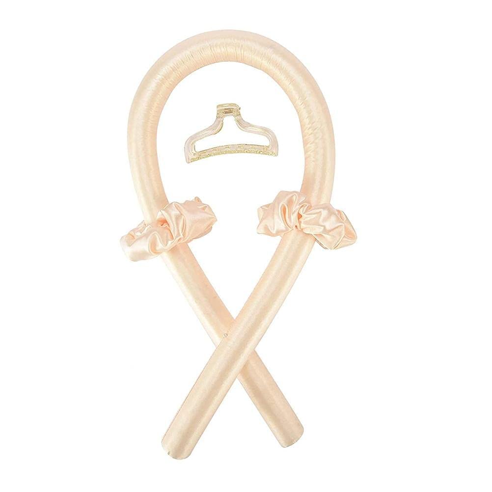 H.H Pro Heatless Hair Curler Set - Champagne Ice Silk Hair Rollers with Curling Rod Headband, Jaw Clip & 2 Scrunchie Bands for No Heat Curls | Perfect for Sleeping Hair Styling, Long & Medium Hair Care, Overnight Curling Routine