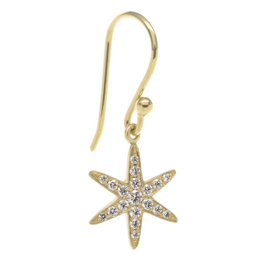 Sparkling Diamond Pave Star Drop Earrings for Women - 14K Gold Plated Dangle Earrings - Perfect for Parties, Weddings & Evening Events
