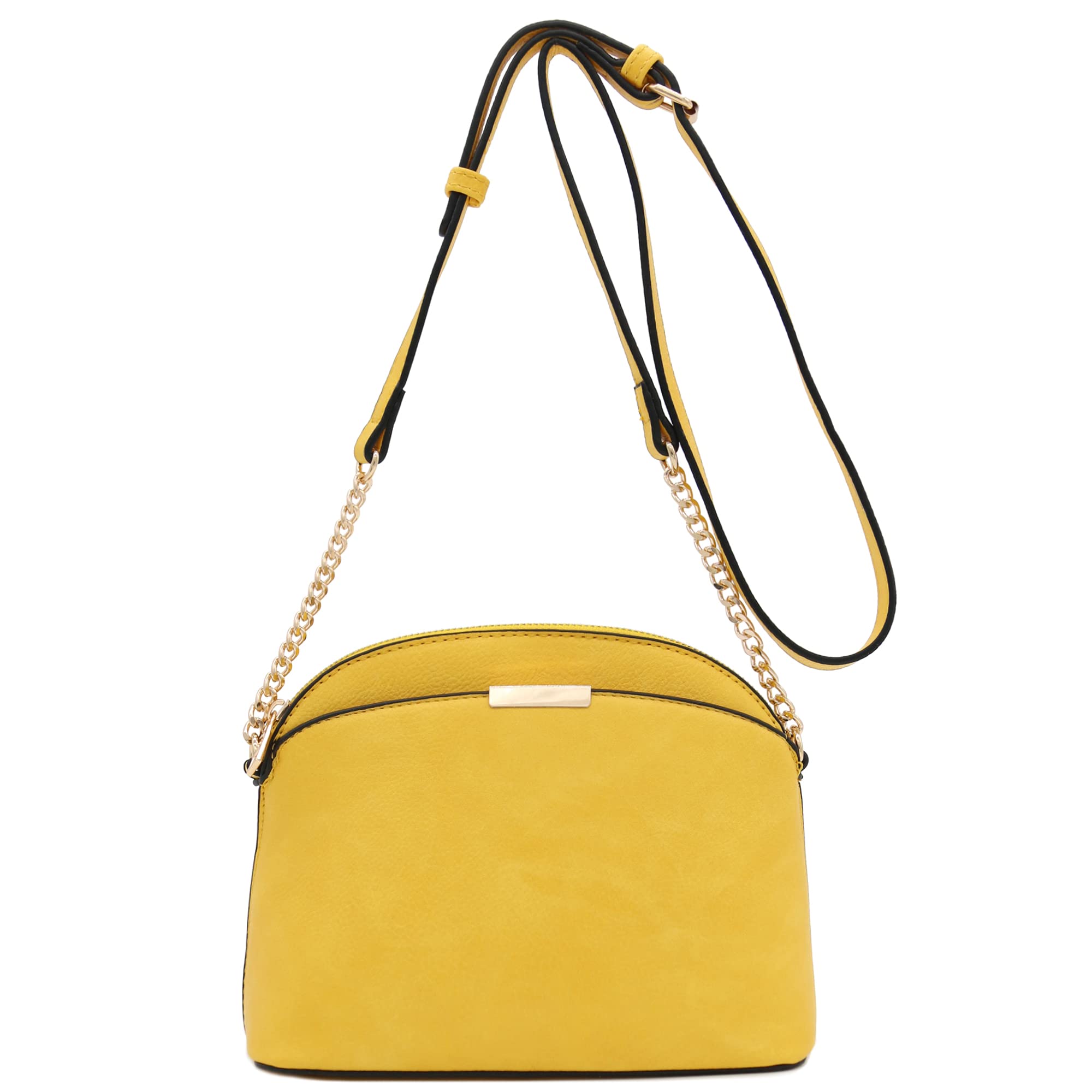 Stylish Faux Leather Small Dome Crossbody Bag with Adjustable Chain Strap - Perfect for Everyday Use, Date Nights & Travel Accessories