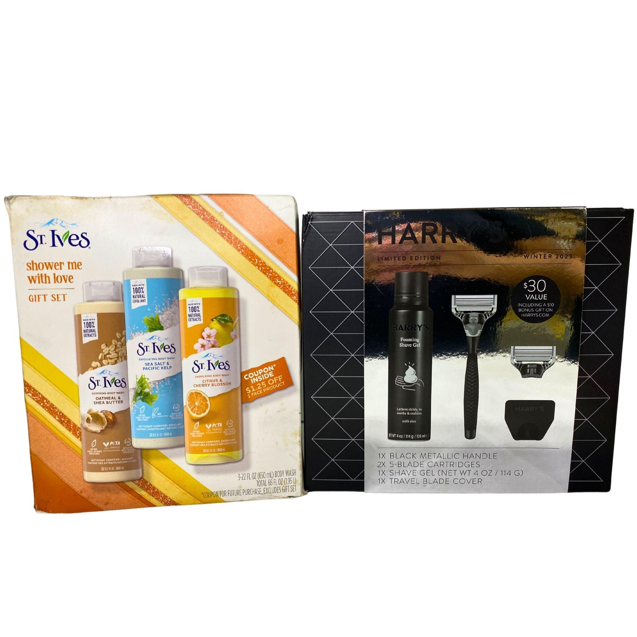 St Ives Fresh Face & Shower Me with Love Gift Set + Harry's Shave Set Assorted Mix (24 Pcs) - Perfect for Valentine's Day Gifts, Birthday Presents & Self-Care Essentials