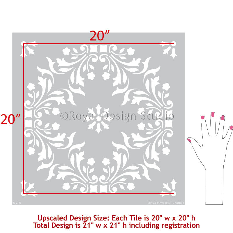 Large Sintra Tile Patio Stencil - Reusable Concrete & Wood Deck Stenciling Template for Outdoor Floor, Garden Pathways & DIY Backyard Projects